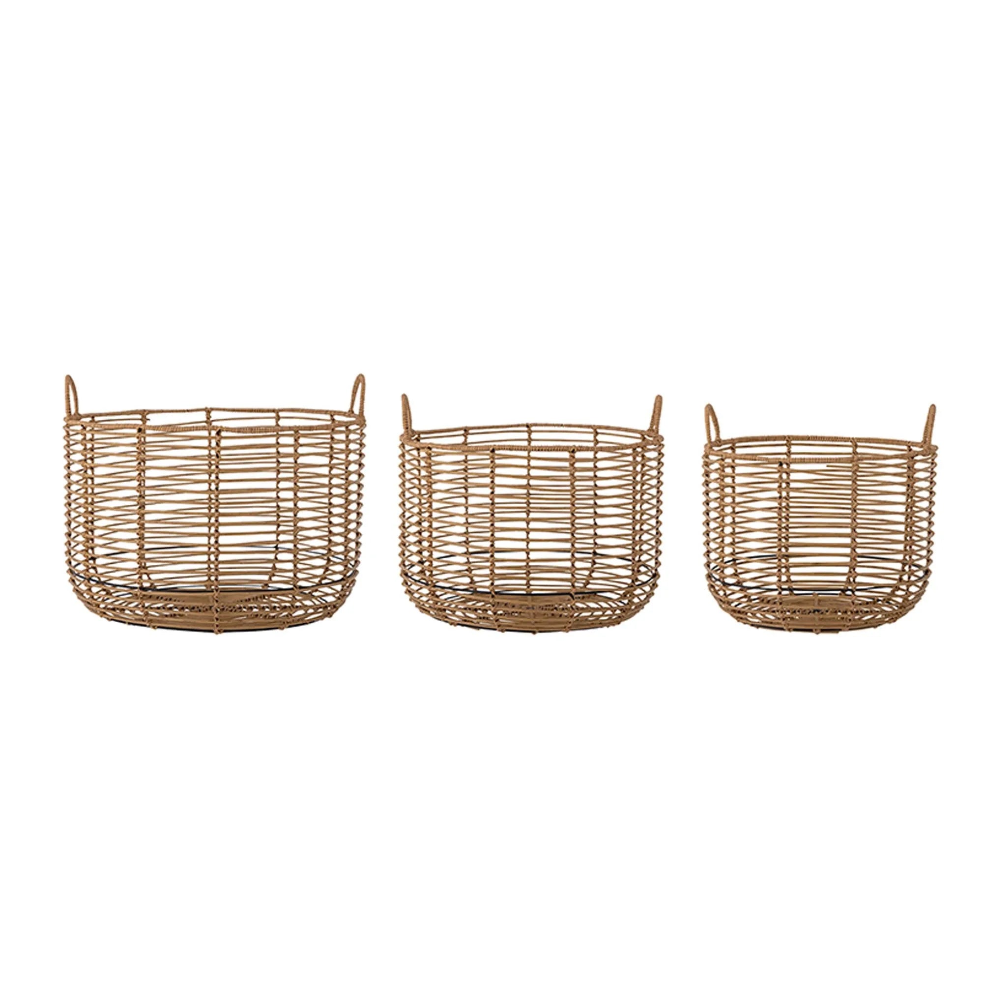 Stilvolle, handgefertigte Polyrattan-Körbe von Bloomingville, ideal für vielseitige Aufbewahrung und dekorative Akzente.