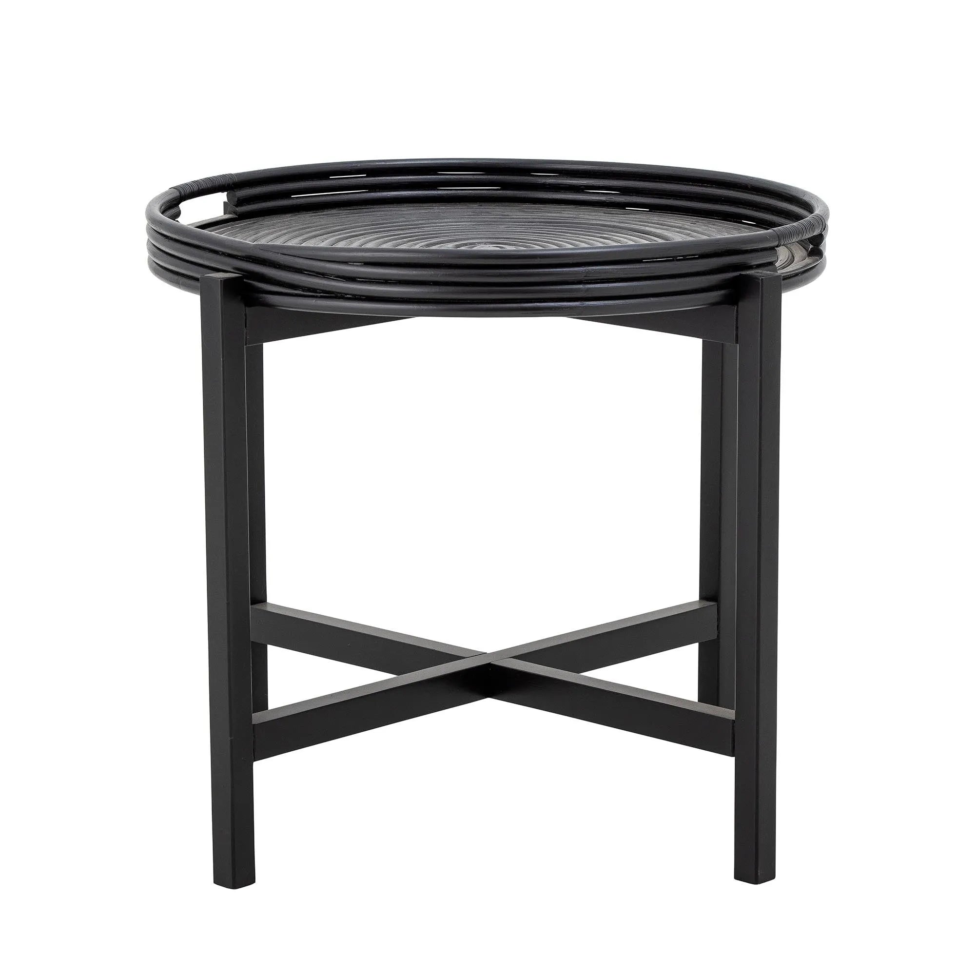 Stilvoller Rattan-Tablett-Tisch in Schwarz von Bloomingville.