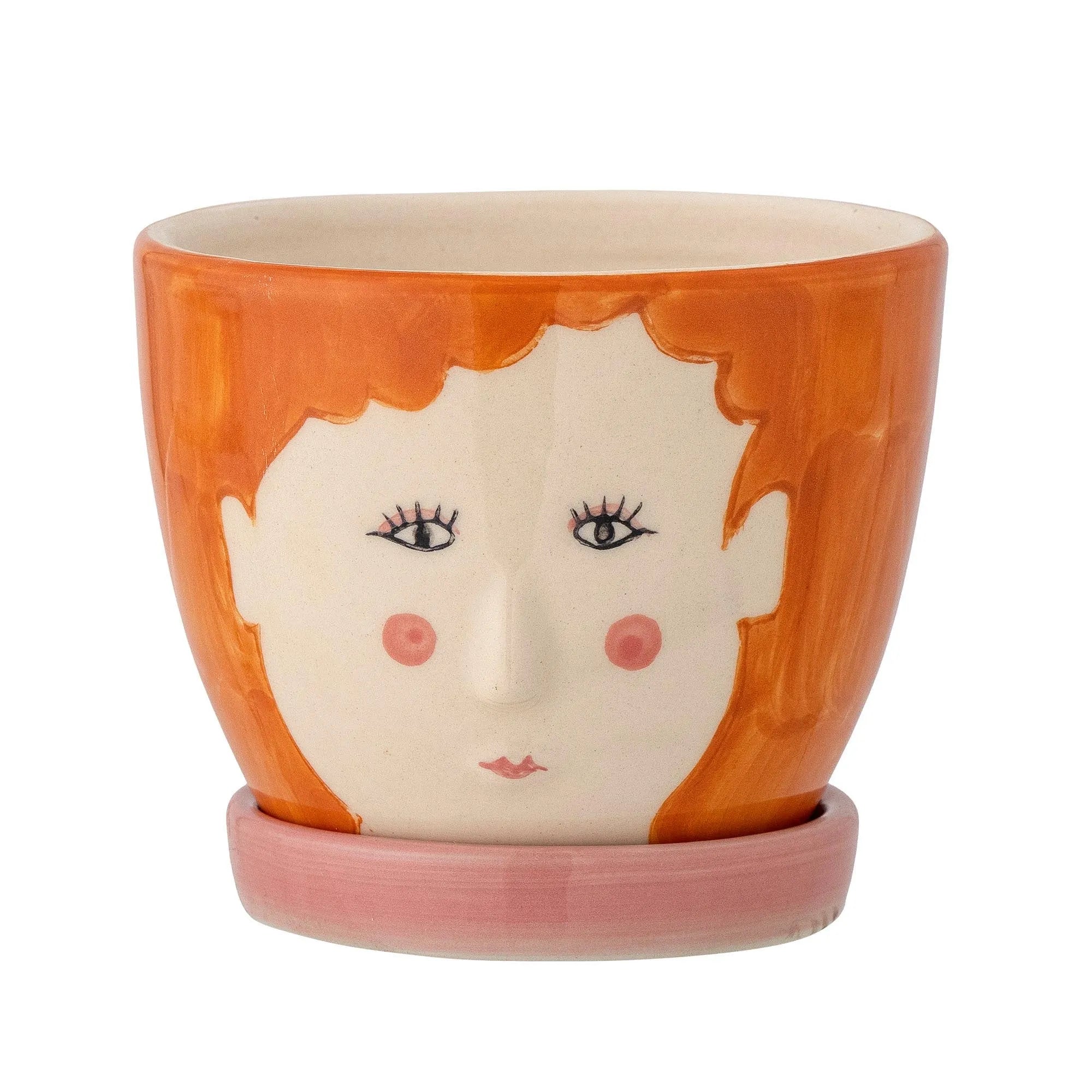 Jaya Blumentopf mit Untertasse, Orange, Steingut