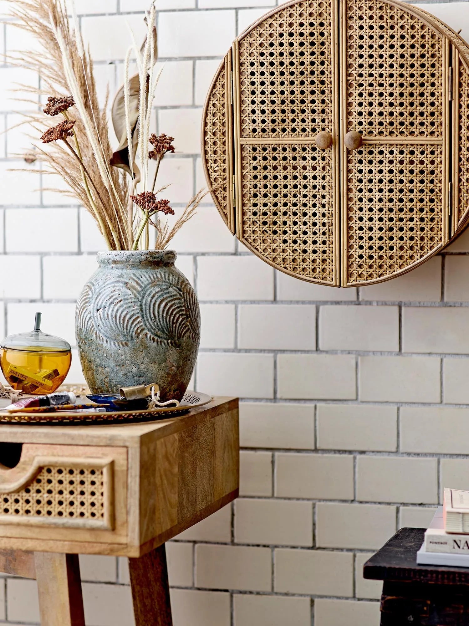 Otto Kabinett, Natur, Rattan in Natur präsentiert im Onlineshop von KAQTU Design AG. Standregal ist von Bloomingville