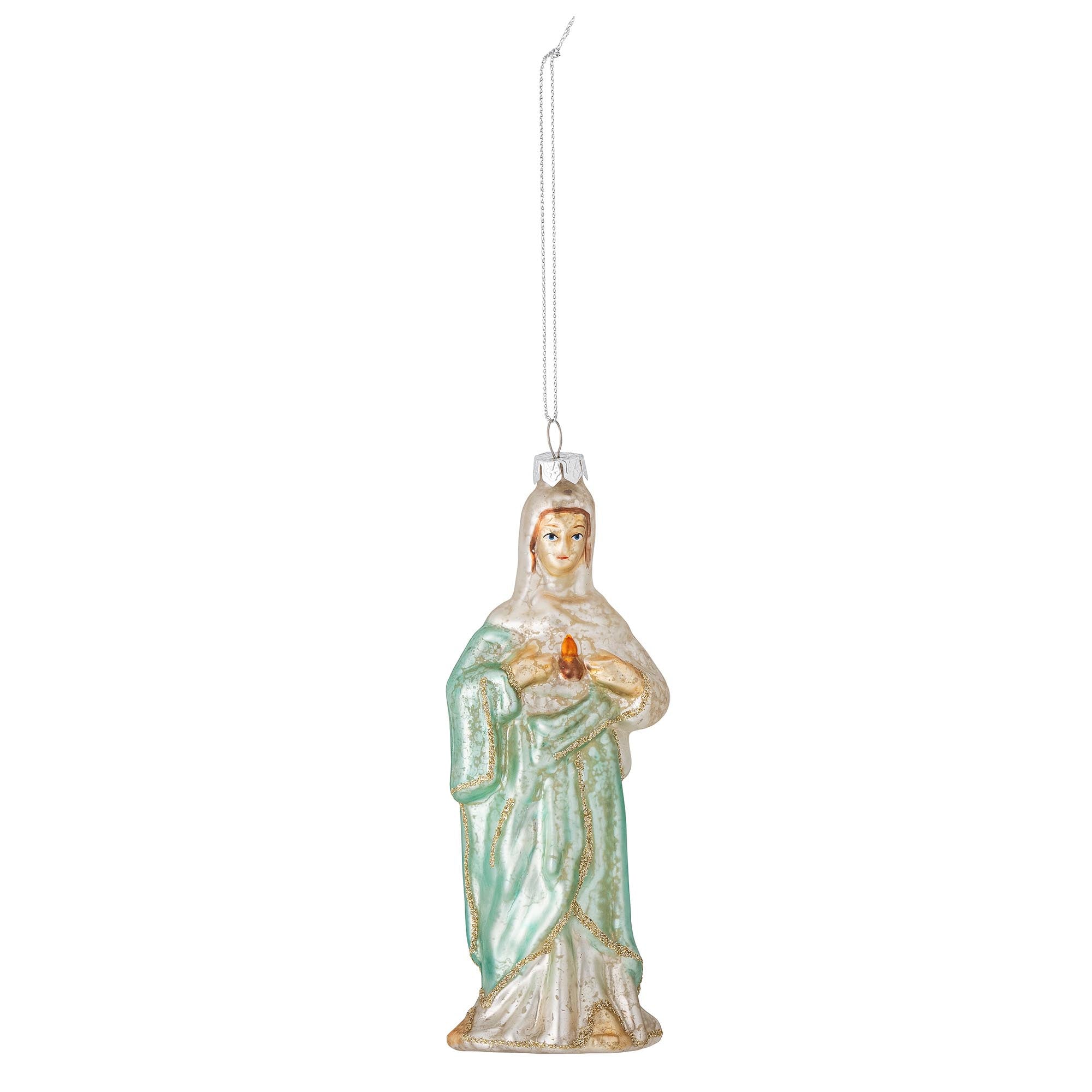 Madonna Ornament, Grün, Glas in Green präsentiert im Onlineshop von KAQTU Design AG. Weihnachtszubehör ist von Bloomingville