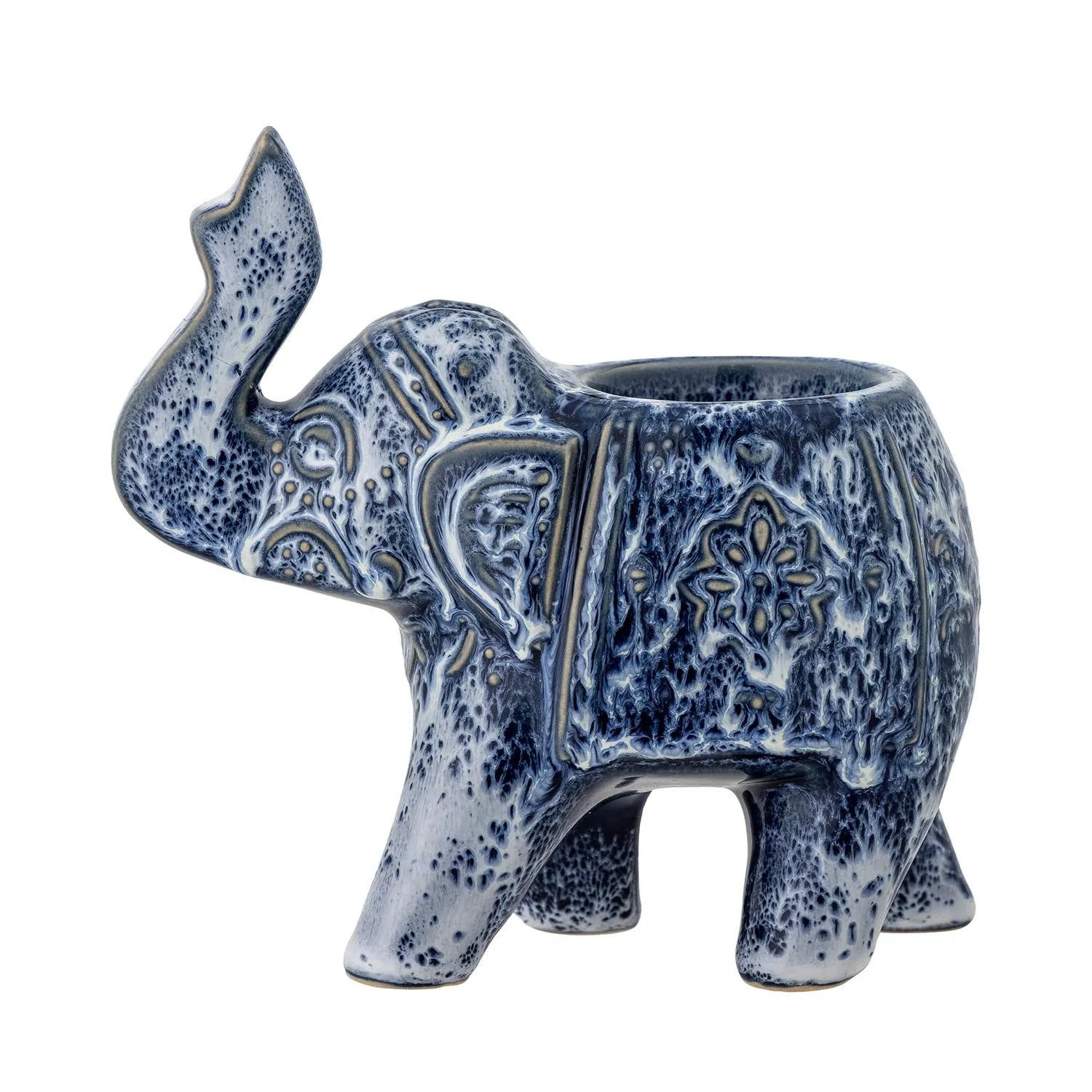 Oliphant Teelichthalter, Blue, Steingut in Blau präsentiert im Onlineshop von KAQTU Design AG. Kerzenständer ist von Creative Collection