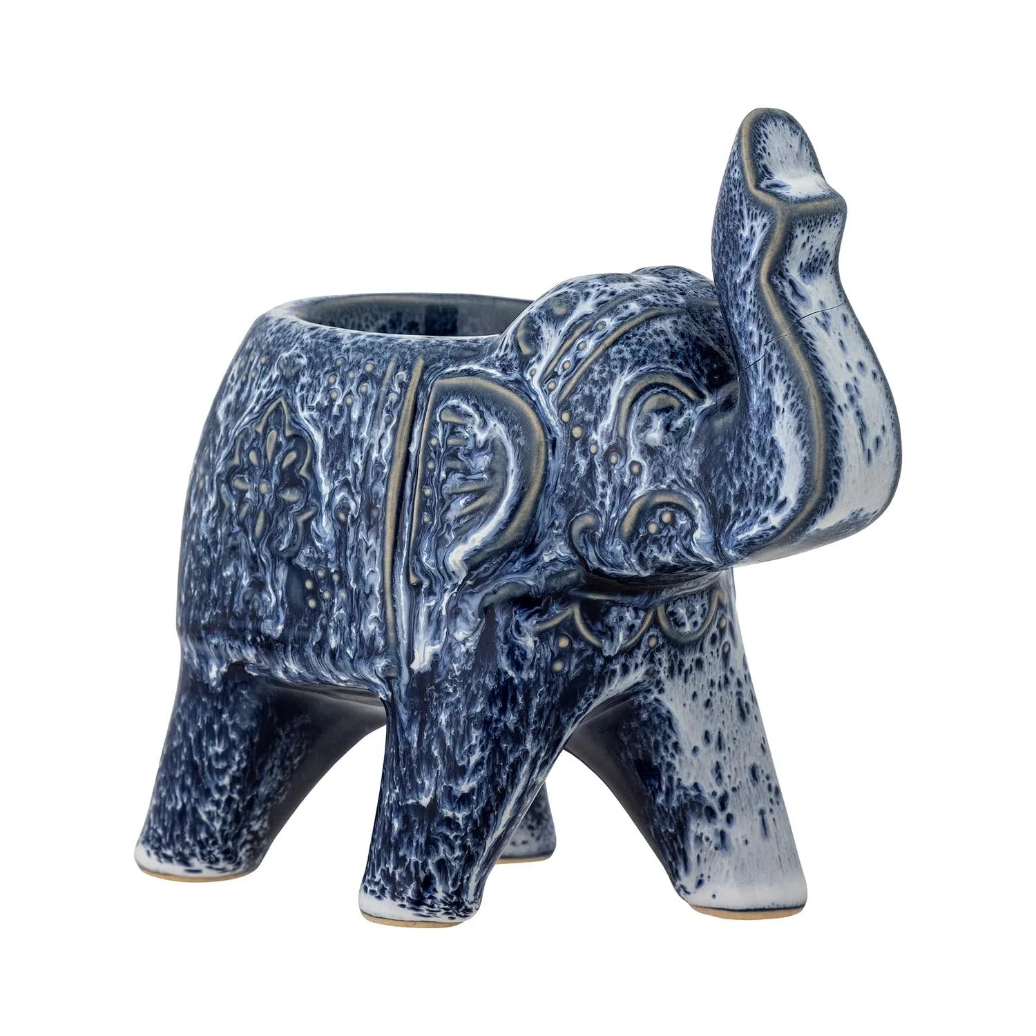 Oliphant Teelichthalter, Blue, Steingut in Blau präsentiert im Onlineshop von KAQTU Design AG. Kerzenständer ist von Creative Collection