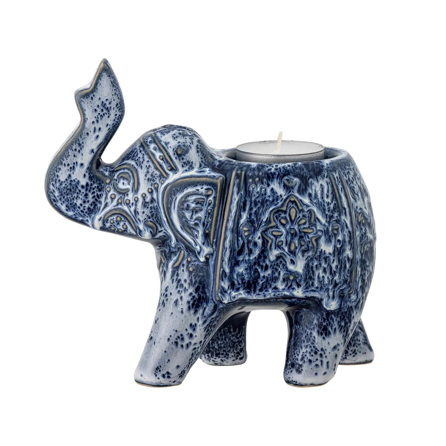 Oliphant Teelichthalter, Blue, Steingut in Blau präsentiert im Onlineshop von KAQTU Design AG. Kerzenständer ist von Creative Collection