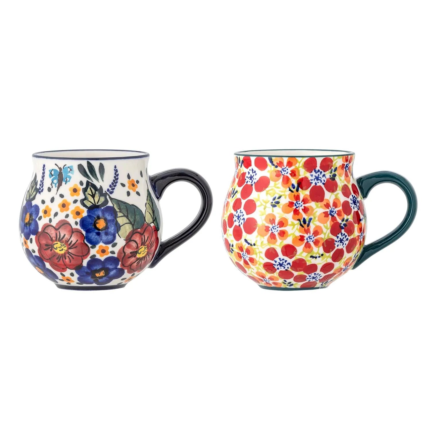 Florist Tasse Rot: Handgefertigtes Steingut mit roten Blumenmotiven, spülmaschinen- und mikrowellengeeignet. Eleganz für jeden Tag.