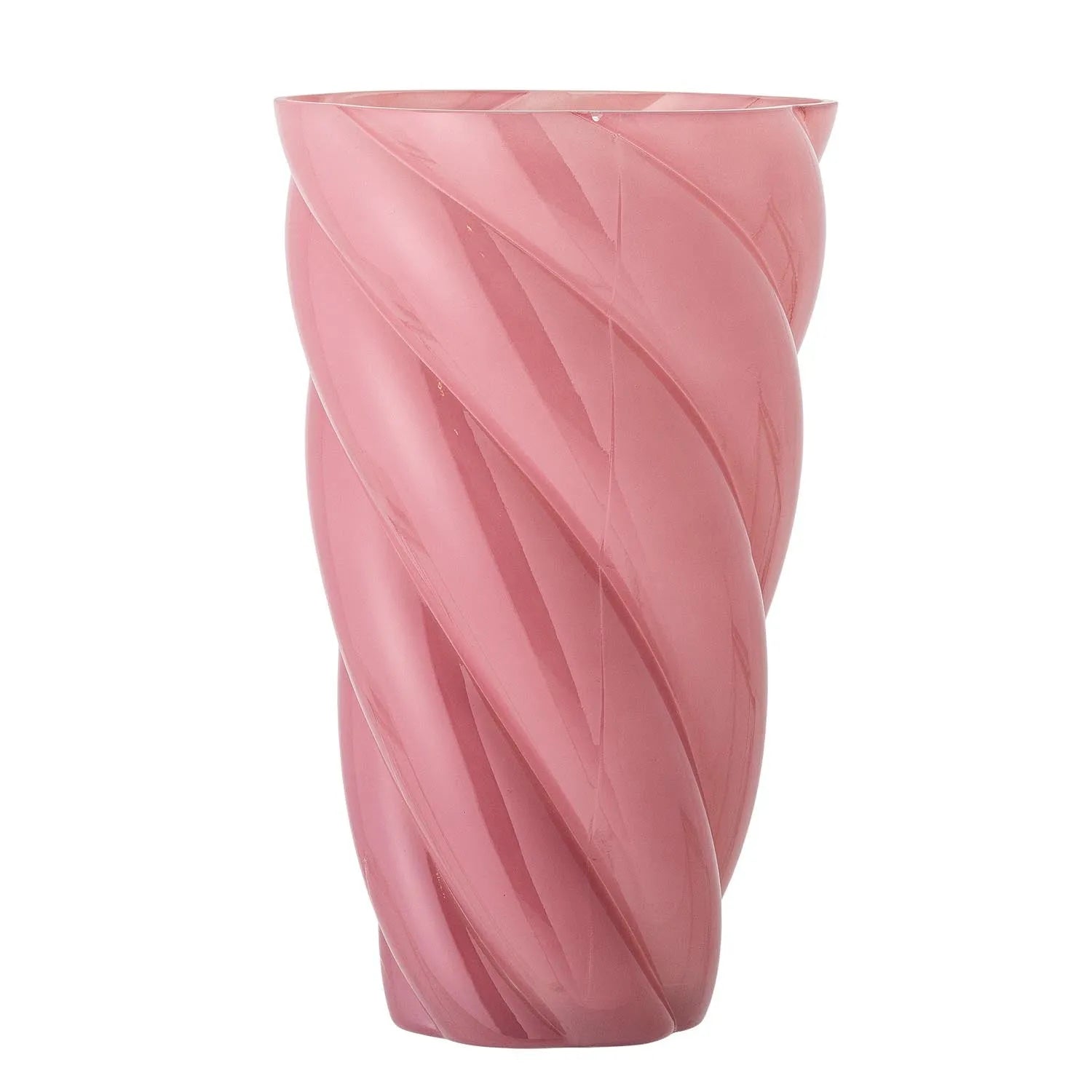 Die Callo Vase von Bloomingville: Eleganz in Rosé, mundgeblasen, spiralförmig, für frische und Trockenblumen. Zeitloses Design.