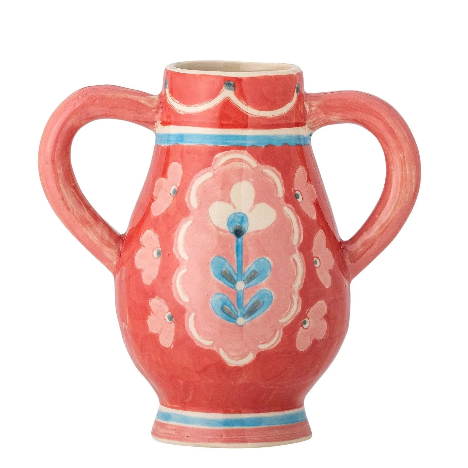 Odina Vase, Rot, Steingut in Rot präsentiert im Onlineshop von KAQTU Design AG. Vase ist von Bloomingville