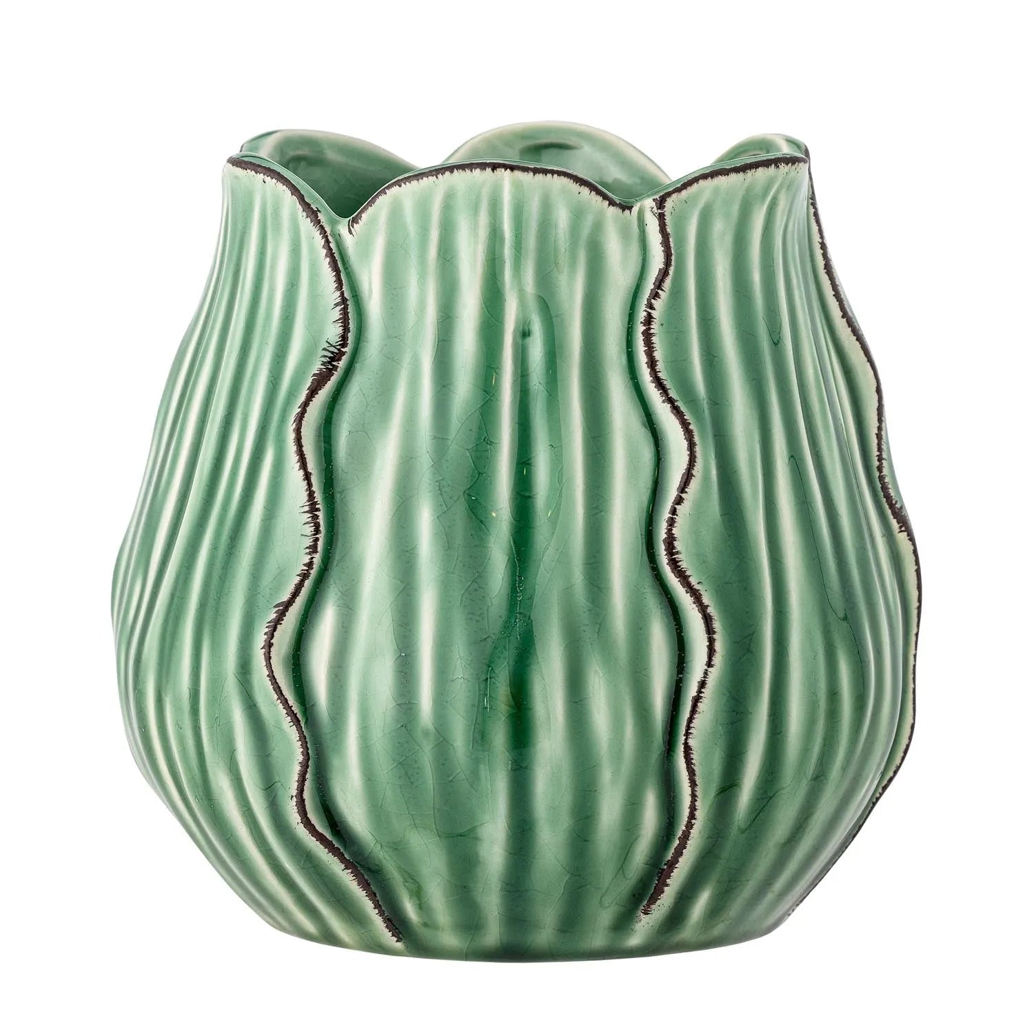 Elros Vase, Grün, Steingut in Grün präsentiert im Onlineshop von KAQTU Design AG. Vase ist von Creative Collection