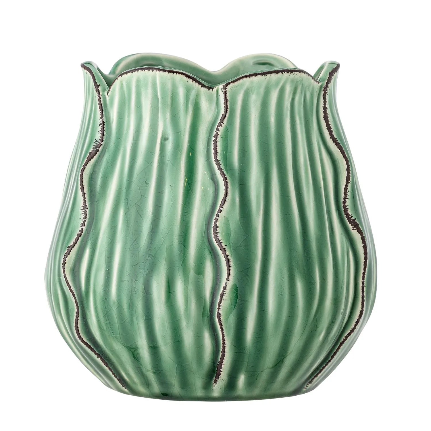 Elros Vase, Grün, Steingut in Grün präsentiert im Onlineshop von KAQTU Design AG. Vase ist von Creative Collection