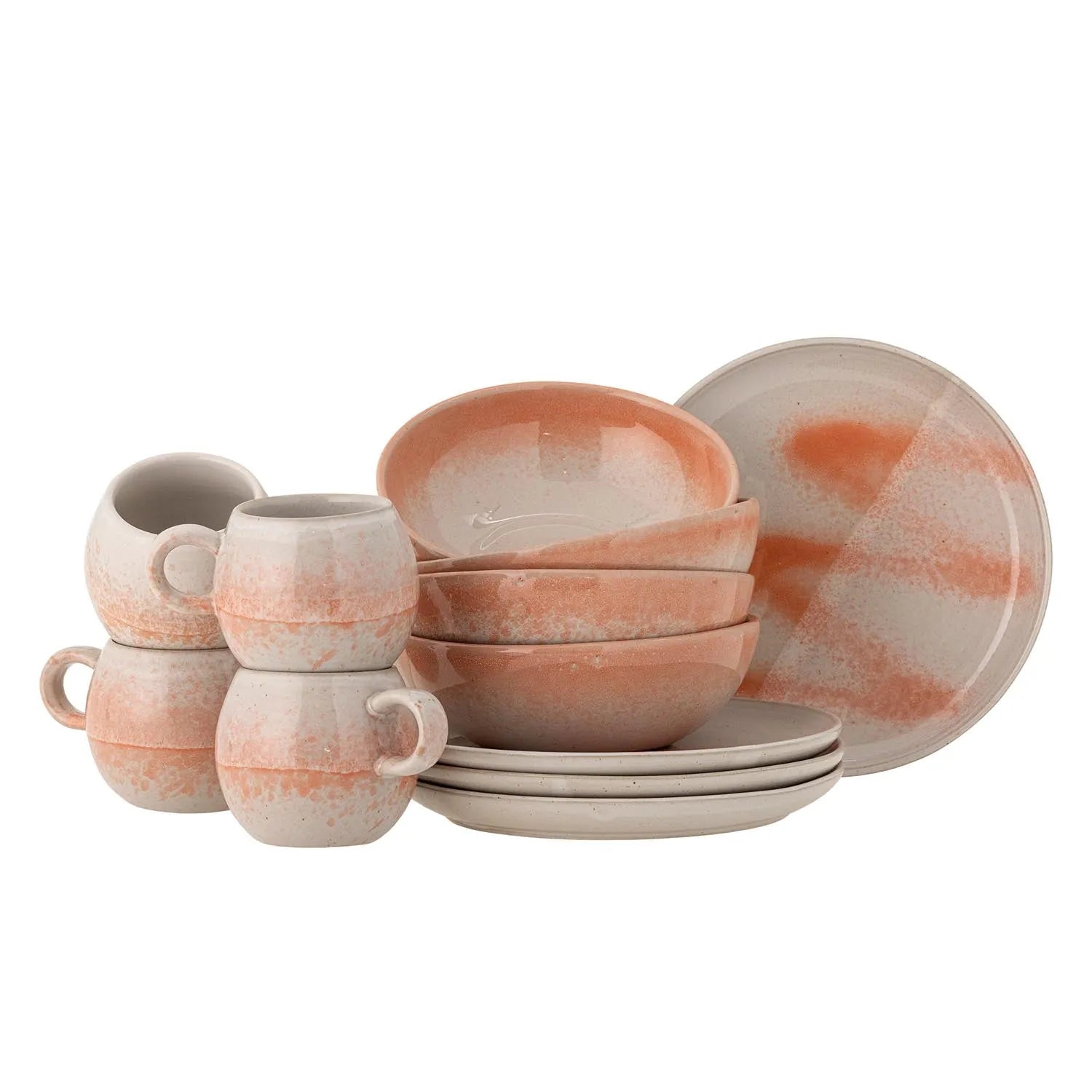 Paula Frühstück Set, Orange, Steingut in Orange präsentiert im Onlineshop von KAQTU Design AG. Geschirr ist von Bloomingville