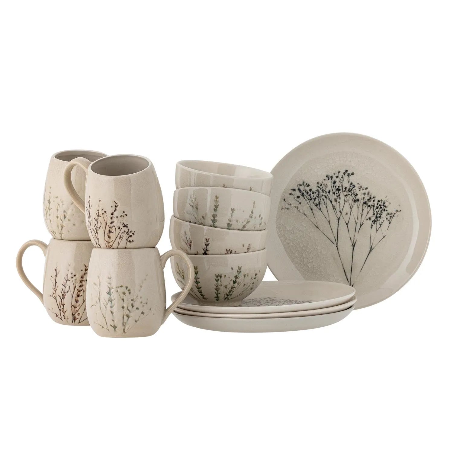 Bea Frühstück Set, Natur, Steingut in Natur präsentiert im Onlineshop von KAQTU Design AG. Geschirr ist von Bloomingville