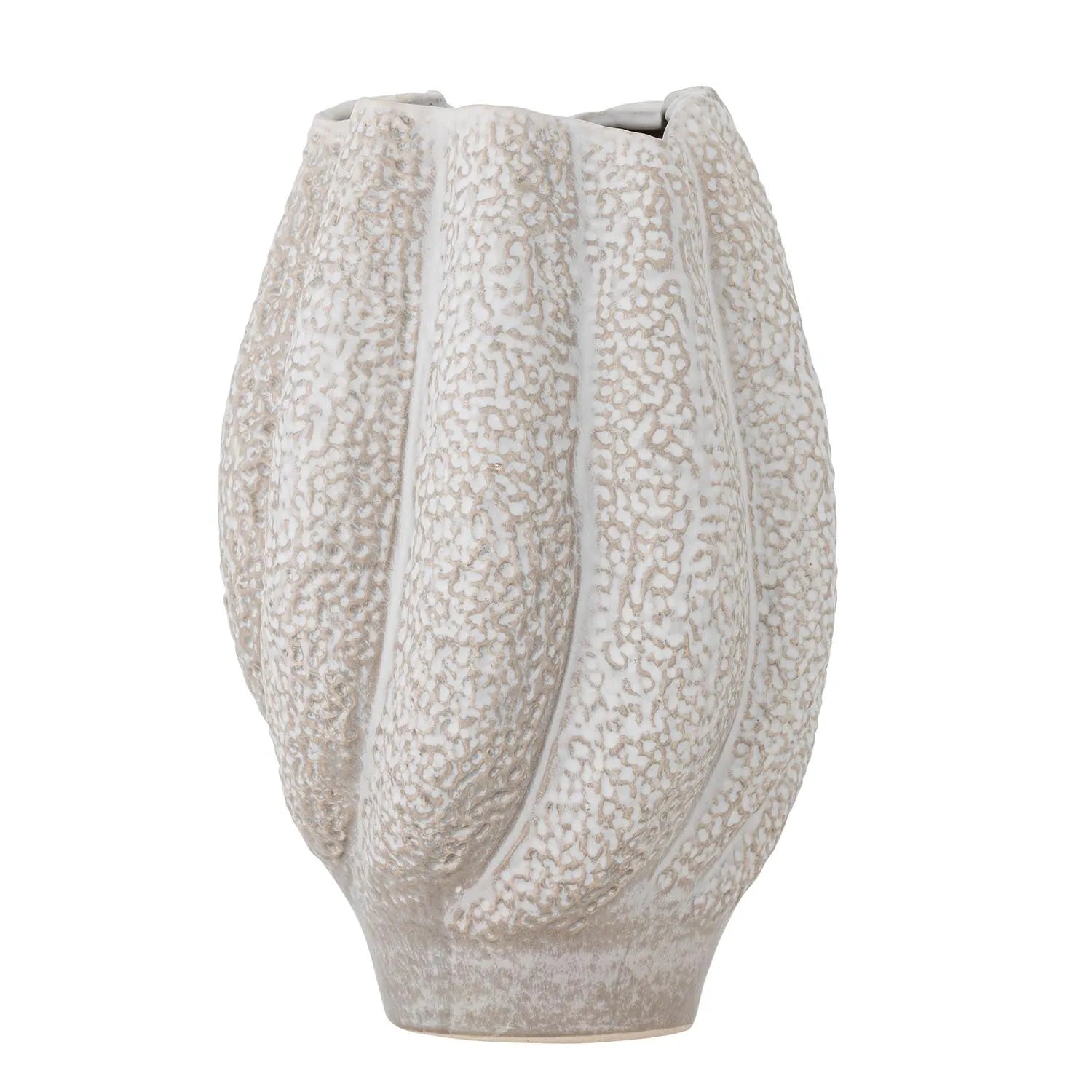 Cove Vase, Weiss, Steingut in Weiß präsentiert im Onlineshop von KAQTU Design AG. Vase ist von Bloomingville