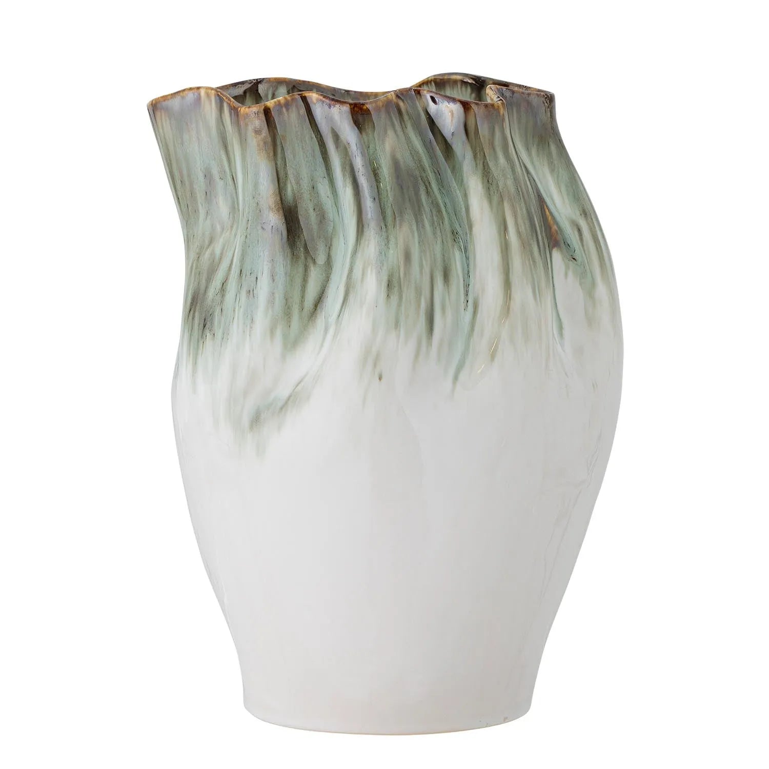 Nisha Vase, Grün, Steingut in Grün präsentiert im Onlineshop von KAQTU Design AG. Vase ist von Bloomingville