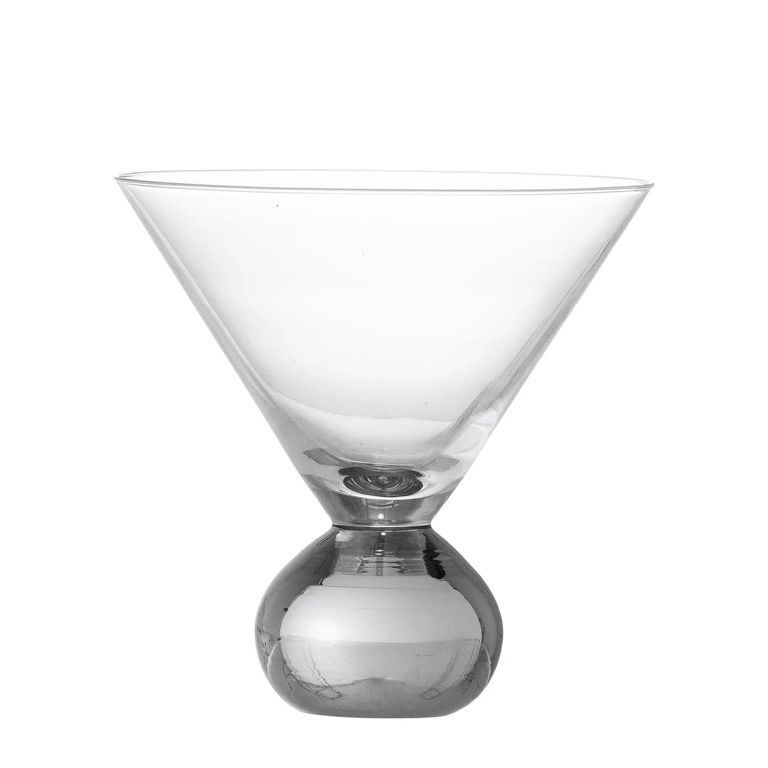 Elegantes Anine Cocktailglas von Bloomingville: Klarglas mit stilvoller Silberbasis, ideal für Cocktails und festliche Anlässe.