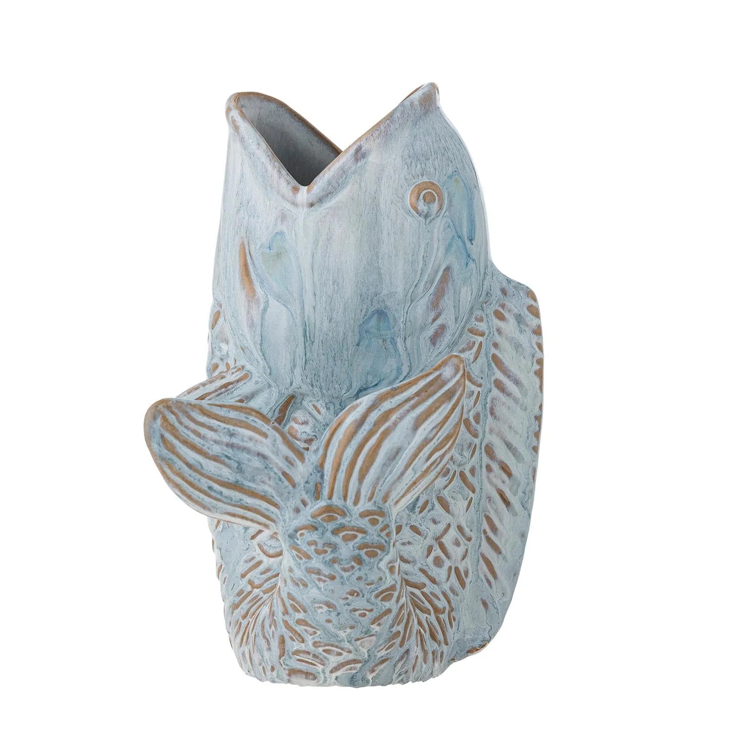 Hiro Vase, Blau, Steingut in Blau präsentiert im Onlineshop von KAQTU Design AG. Vase ist von Creative Collection