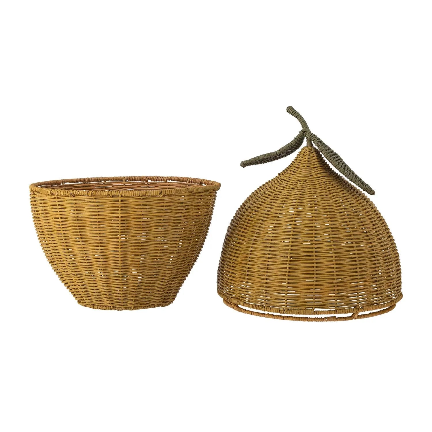 Sage Korb mit Deckel, Gelb, Rattan in Gelb präsentiert im Onlineshop von KAQTU Design AG. Aufbewahrungskorb ist von Bloomingville Mini