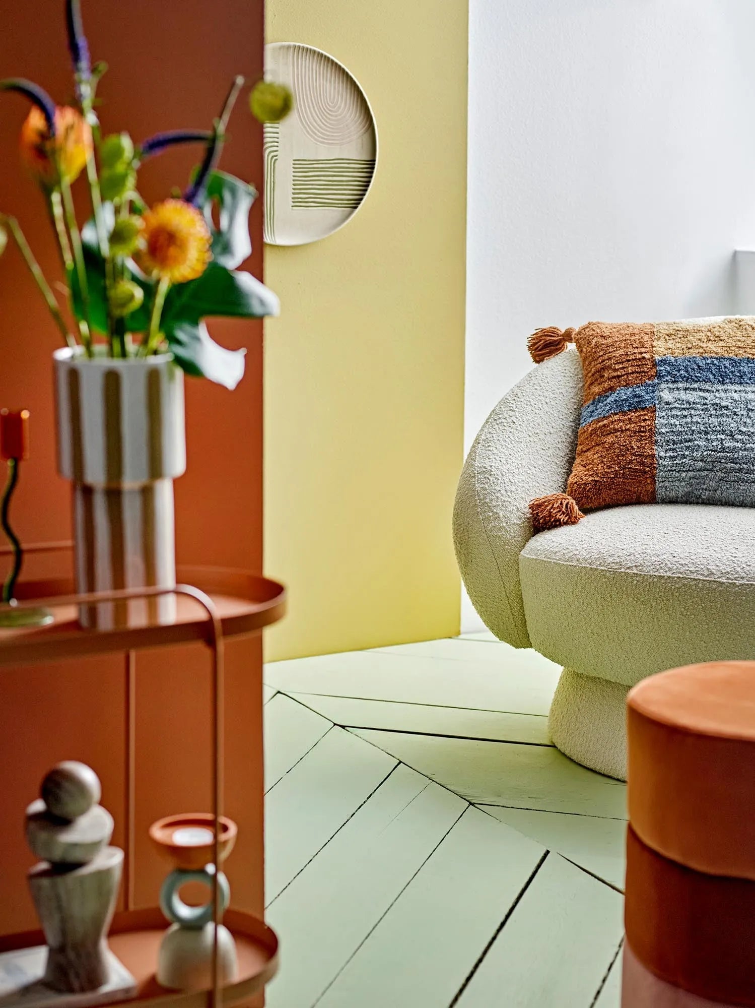 Bilbao Pouf, Orange, Polyester in Orange präsentiert im Onlineshop von KAQTU Design AG. Pouf ist von Bloomingville