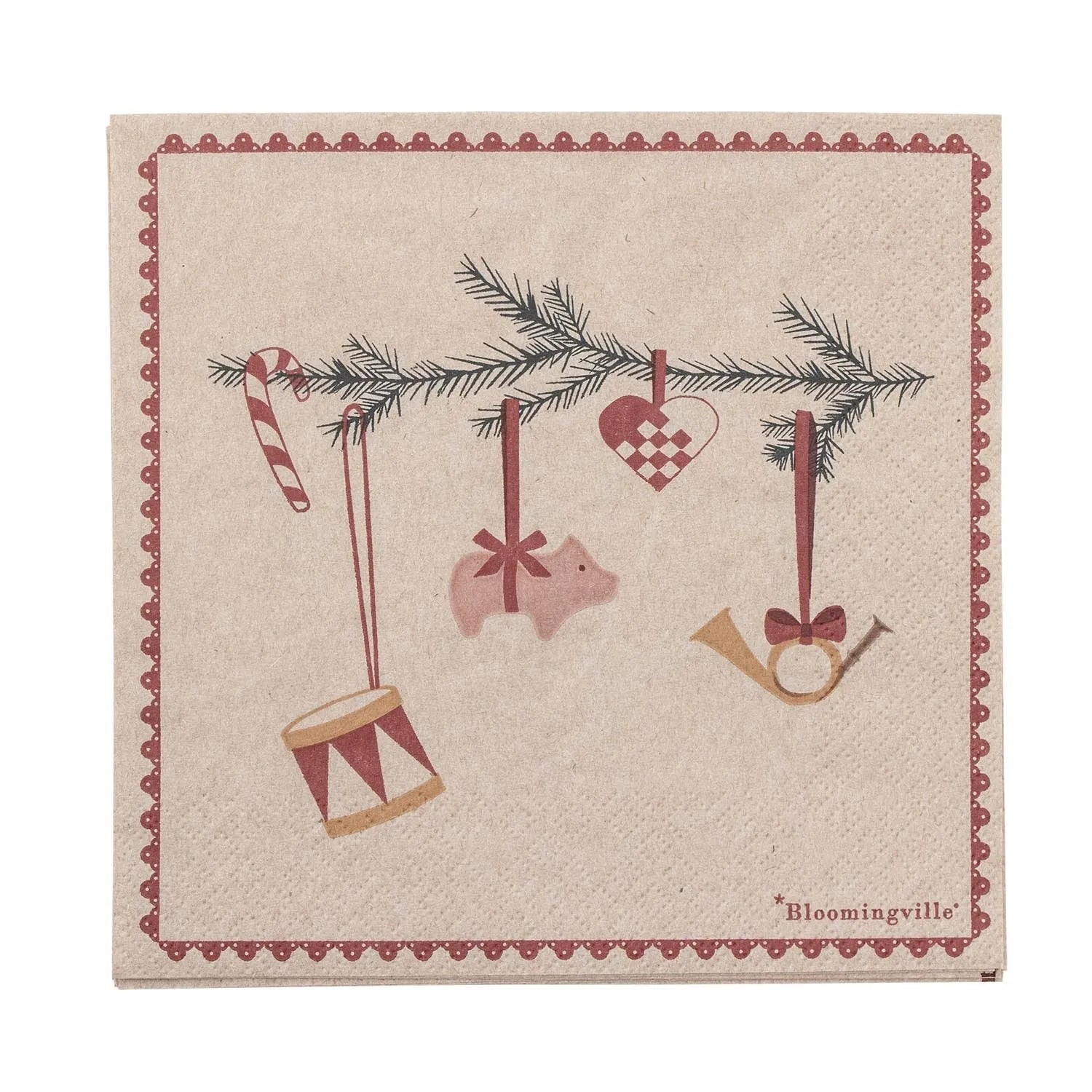 Yule Serviette, Rot, FSC® Recycled, Papier in Rot präsentiert im Onlineshop von KAQTU Design AG. Servietten ist von Bloomingville