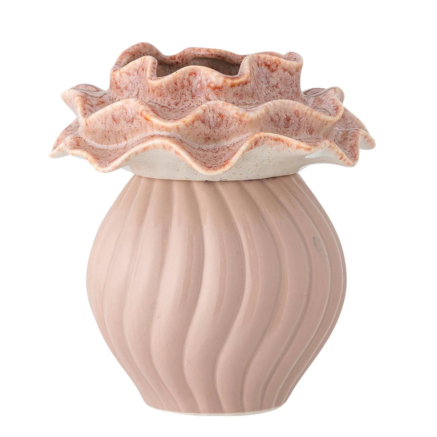 Petalia Vase, Rose, Steingut in Rose präsentiert im Onlineshop von KAQTU Design AG. Vase ist von Bloomingville