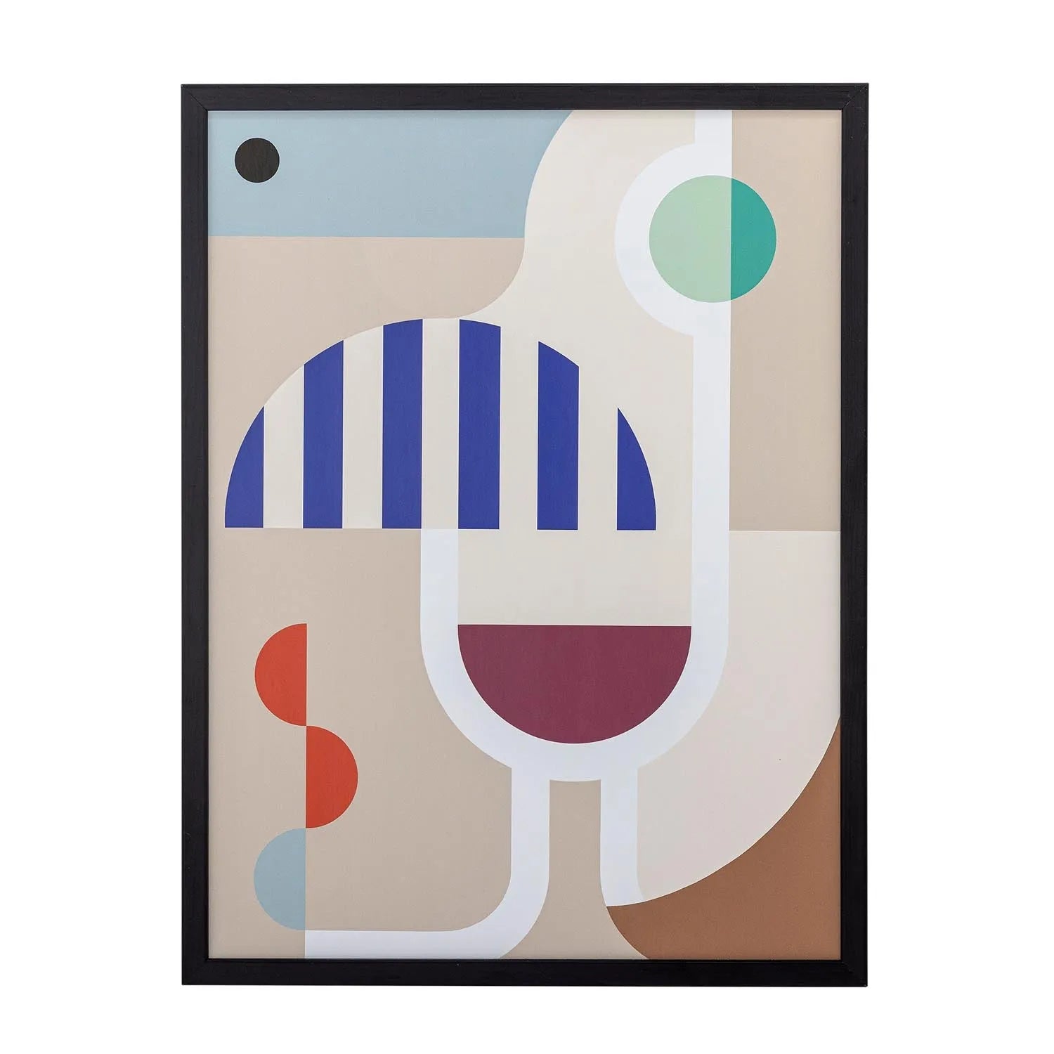 Wine Illustration mit Rahmen, Schwarz, Kiefer in Schwarz präsentiert im Onlineshop von KAQTU Design AG. Kunstgegenstände ist von Bloomingville