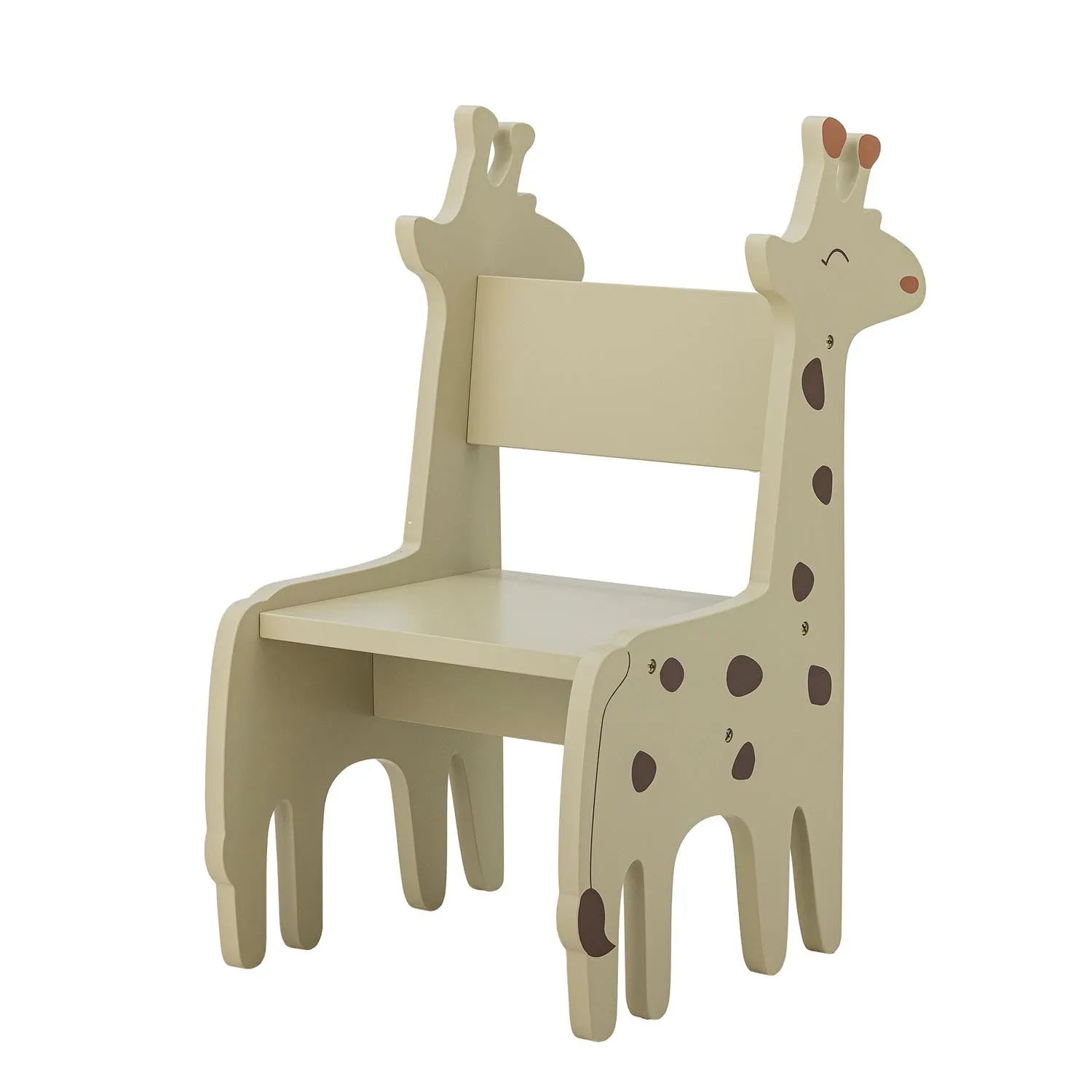 Der Ibber Stuhl von Bloomingville MINI: Giraffen-Design, graues MDF, FSC®100% zertifiziert, kinderfreundlich, nachhaltig, kreativ.