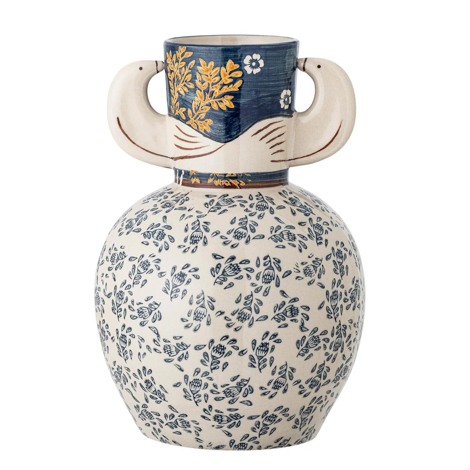 Hezha Vase, Blue, Steingut in Blau präsentiert im Onlineshop von KAQTU Design AG. Vase ist von Bloomingville