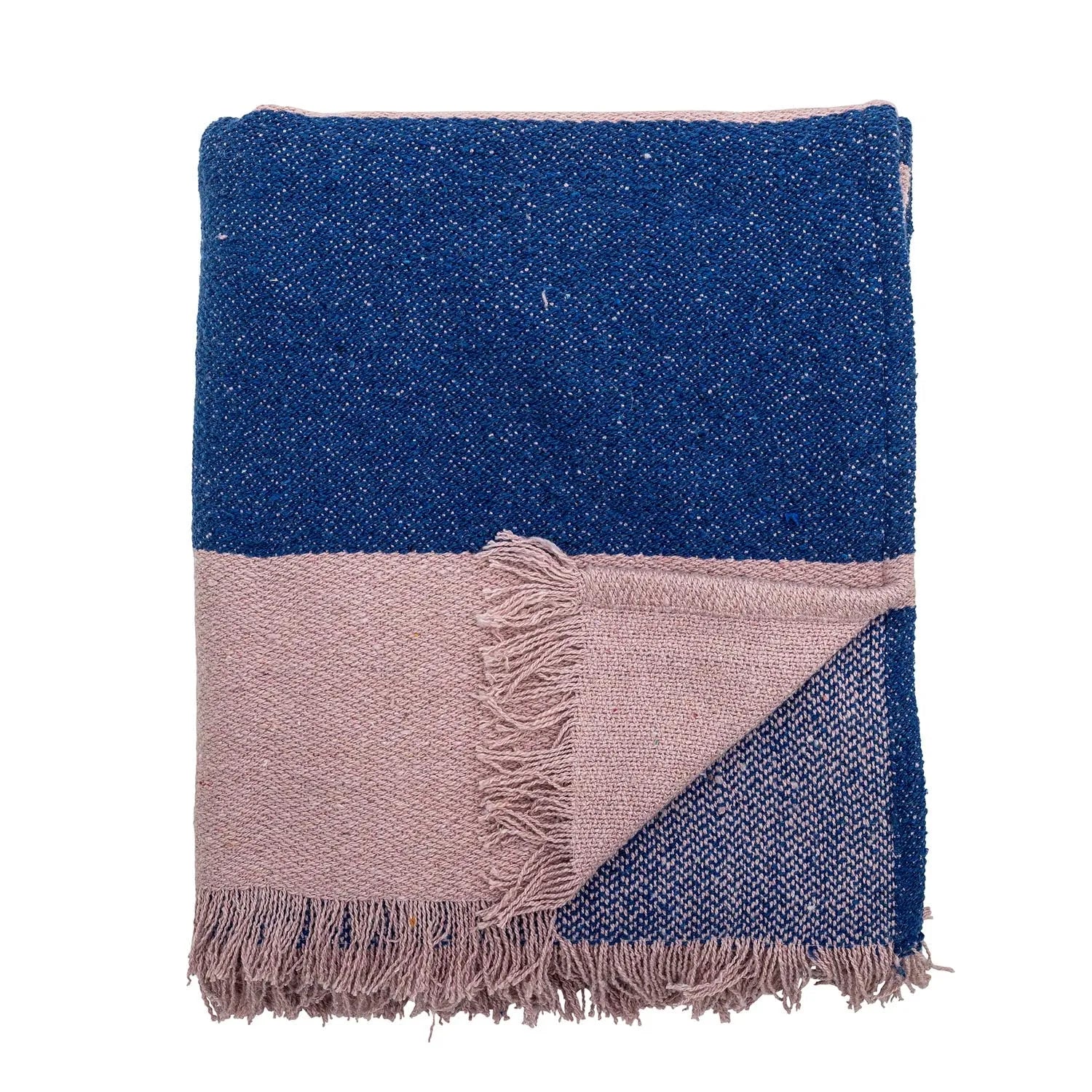 Cadeo Decke, Blau, Recycelte Baumwolle in Blau präsentiert im Onlineshop von KAQTU Design AG. Wolldecke ist von Bloomingville