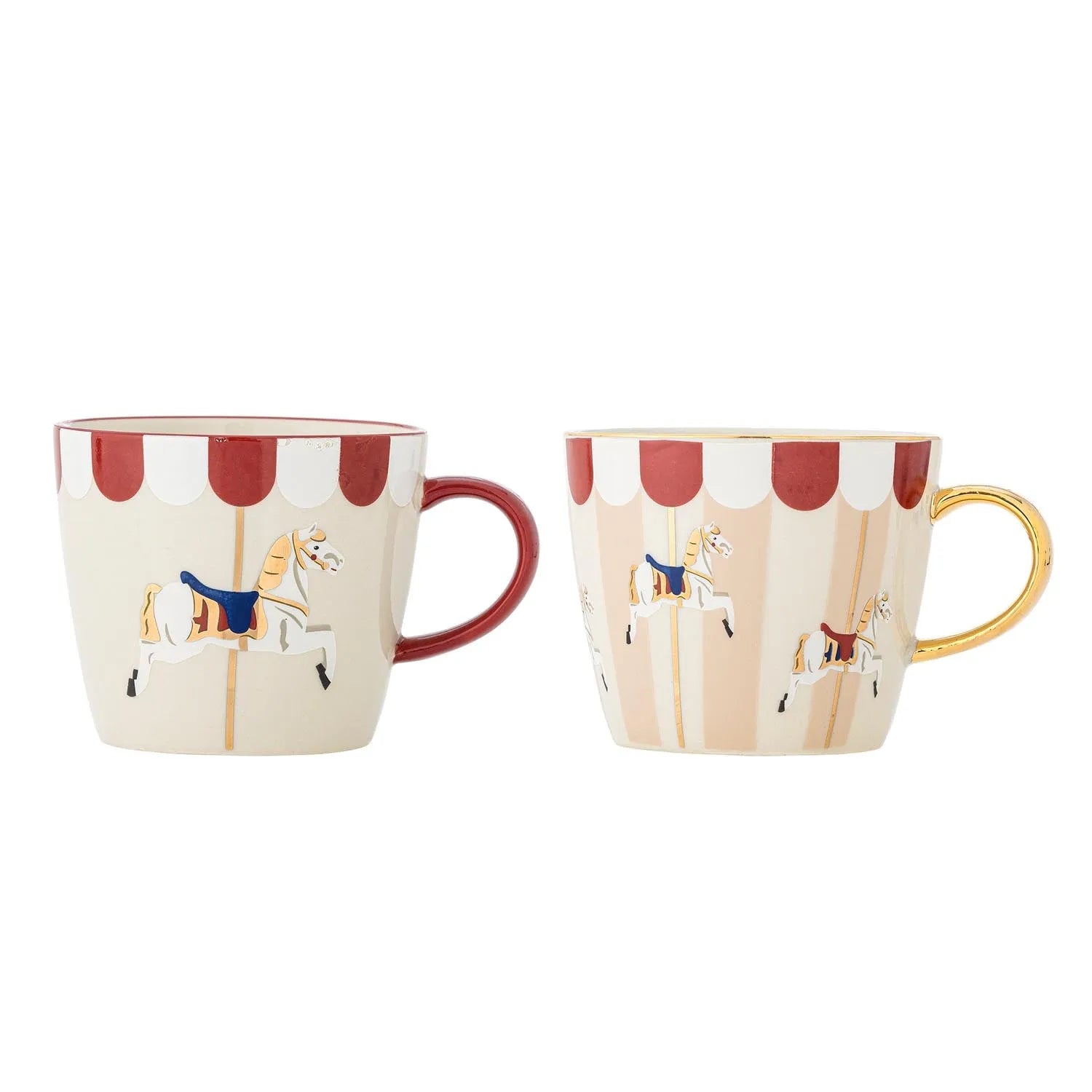 Merry-go-round Becher, Rot, Steingut in Rot präsentiert im Onlineshop von KAQTU Design AG. Tasse ist von Bloomingville