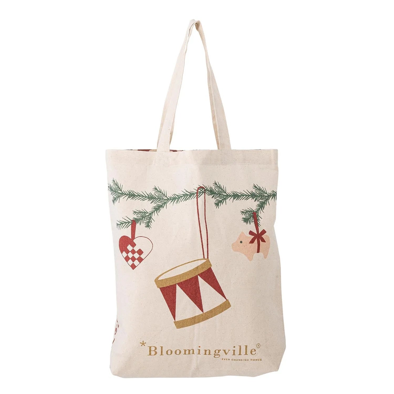 Yule Tragetasche, Rot, Baumwolle in Rot präsentiert im Onlineshop von KAQTU Design AG. Tasche ist von Bloomingville