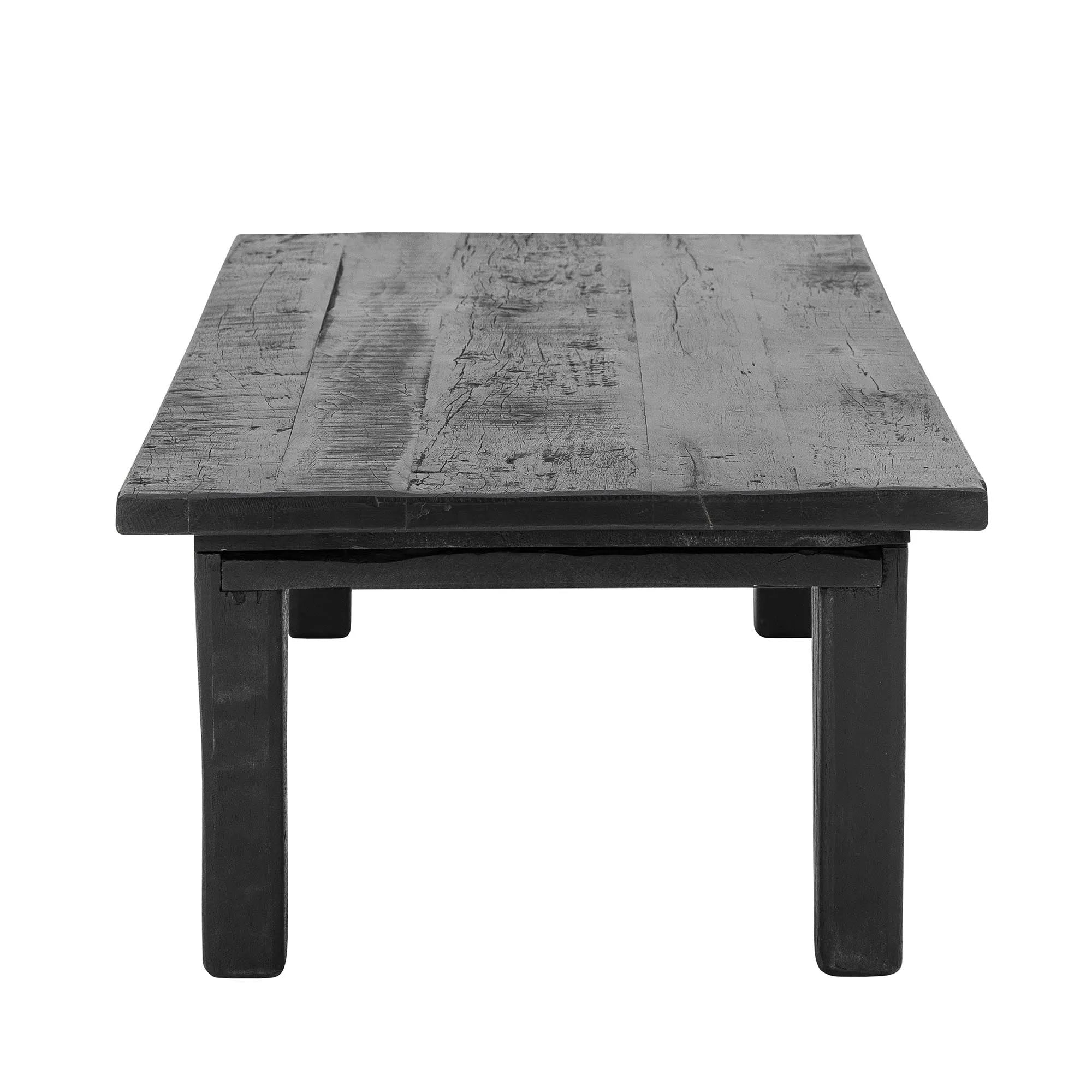 Riber Couchtisch, Schwarz, Recyceltes Holz, Beistelltisch, KAQTU Design