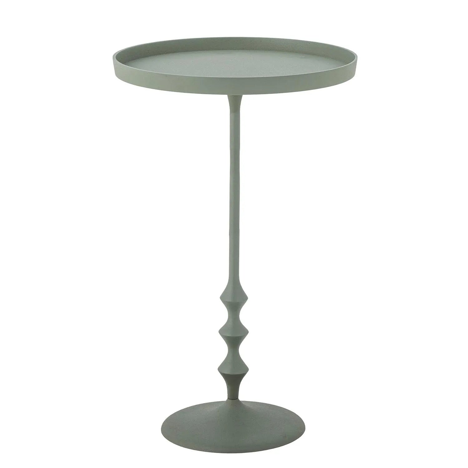 Eleganter Anjou Beistelltisch von Bloomingville in staubigem Grün, aus leichtem, korrosionsbeständigem Aluminium. Vielseitig und pflegeleicht.