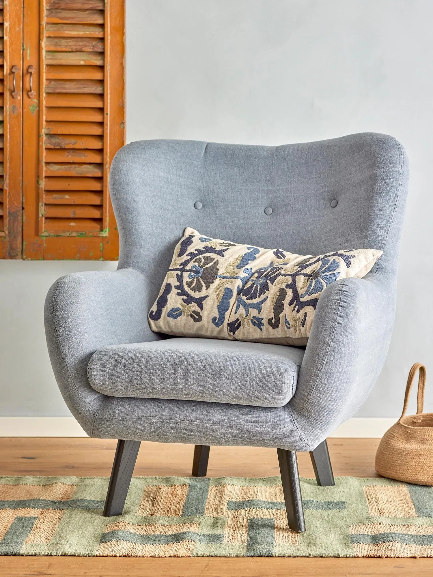 Beau Loungesessel, Blue, Baumwolle in Blau präsentiert im Onlineshop von KAQTU Design AG. Sessel ist von Creative Collection