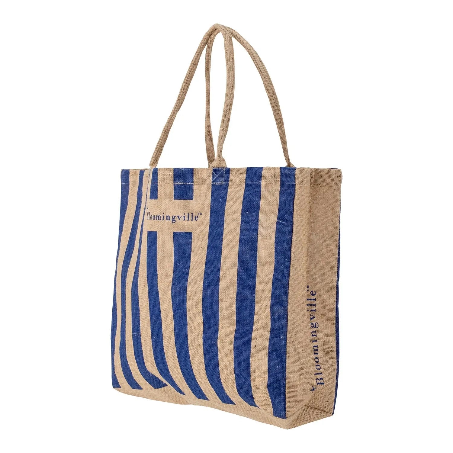 Bergamo Einkaufstasche, Blau, Jute in Blau präsentiert im Onlineshop von KAQTU Design AG. Tasche ist von Bloomingville