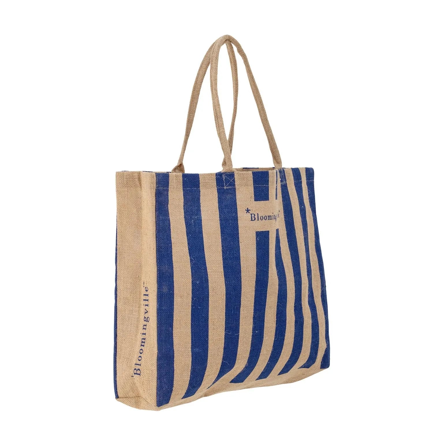 Bergamo Einkaufstasche, Blau, Jute in Blau präsentiert im Onlineshop von KAQTU Design AG. Tasche ist von Bloomingville