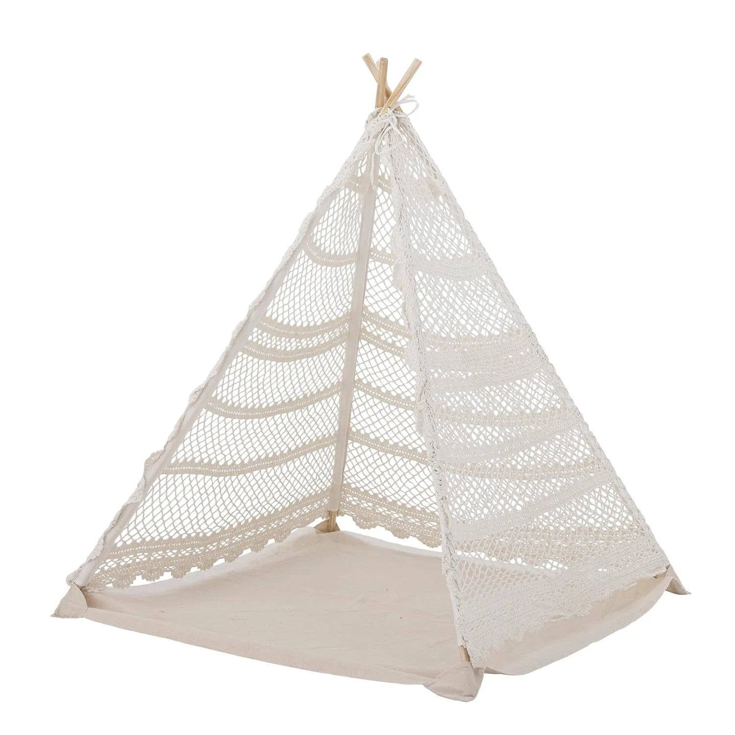 Zauberhaftes Kinder-Tipi aus recycelter Baumwolle, ideal für fantasievolle Abenteuer und stilvolle Rückzugsorte.