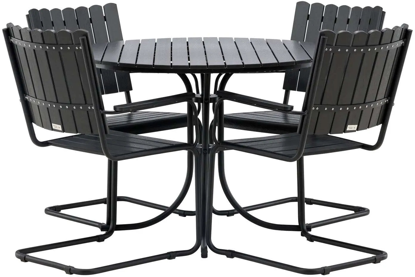 Holmsund Outdoor-Tischset ⌀100cm/4St. in Schwarz präsentiert im Onlineshop von KAQTU Design AG. Gartentischset ist von Venture Home