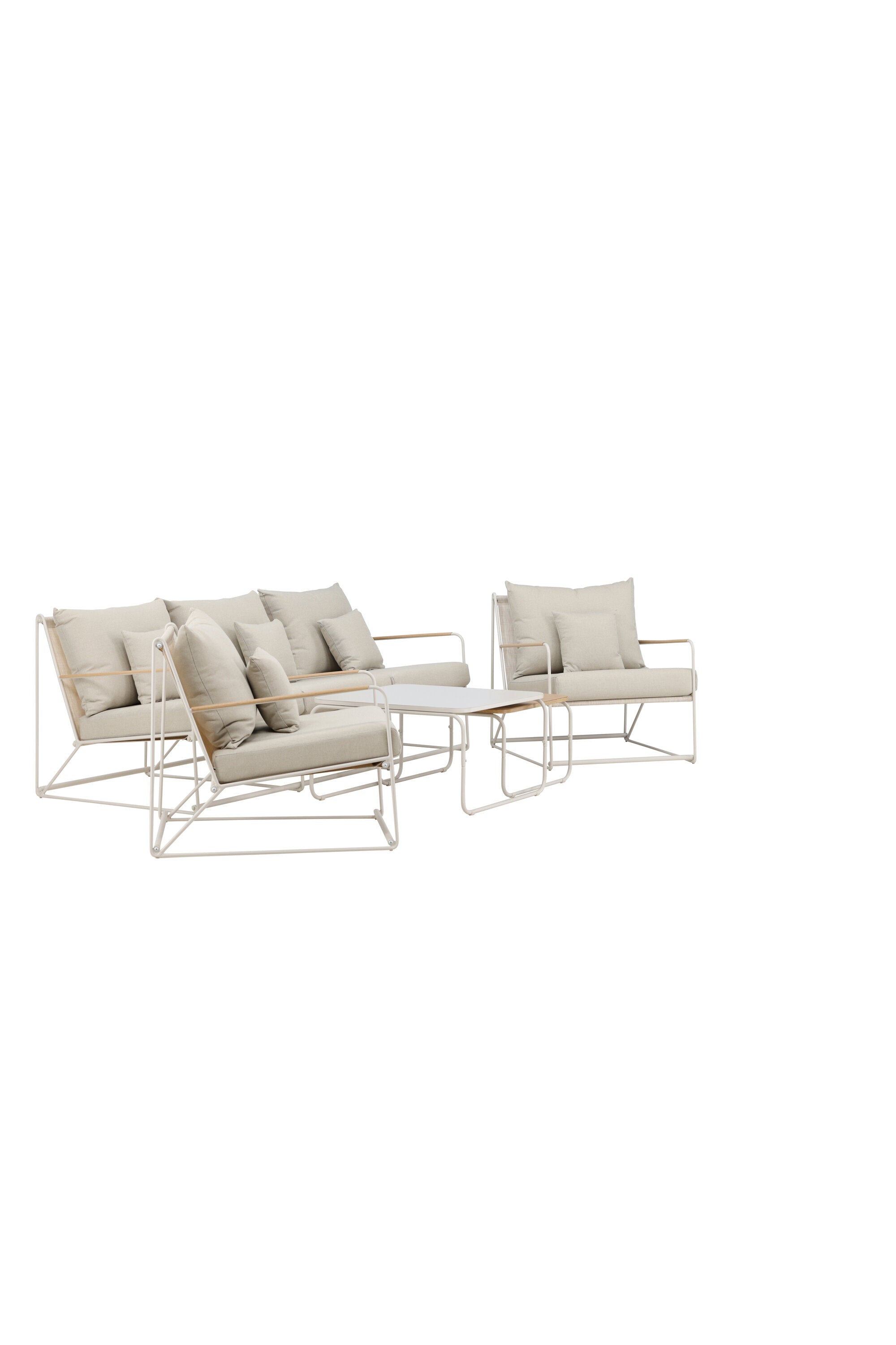 Elegantes Palazzo Sofa Set: Robuster Stahlrahmen, wetterfeste Kissen, zeitloses Design – ideal für stilvolle Entspannung im Freien.