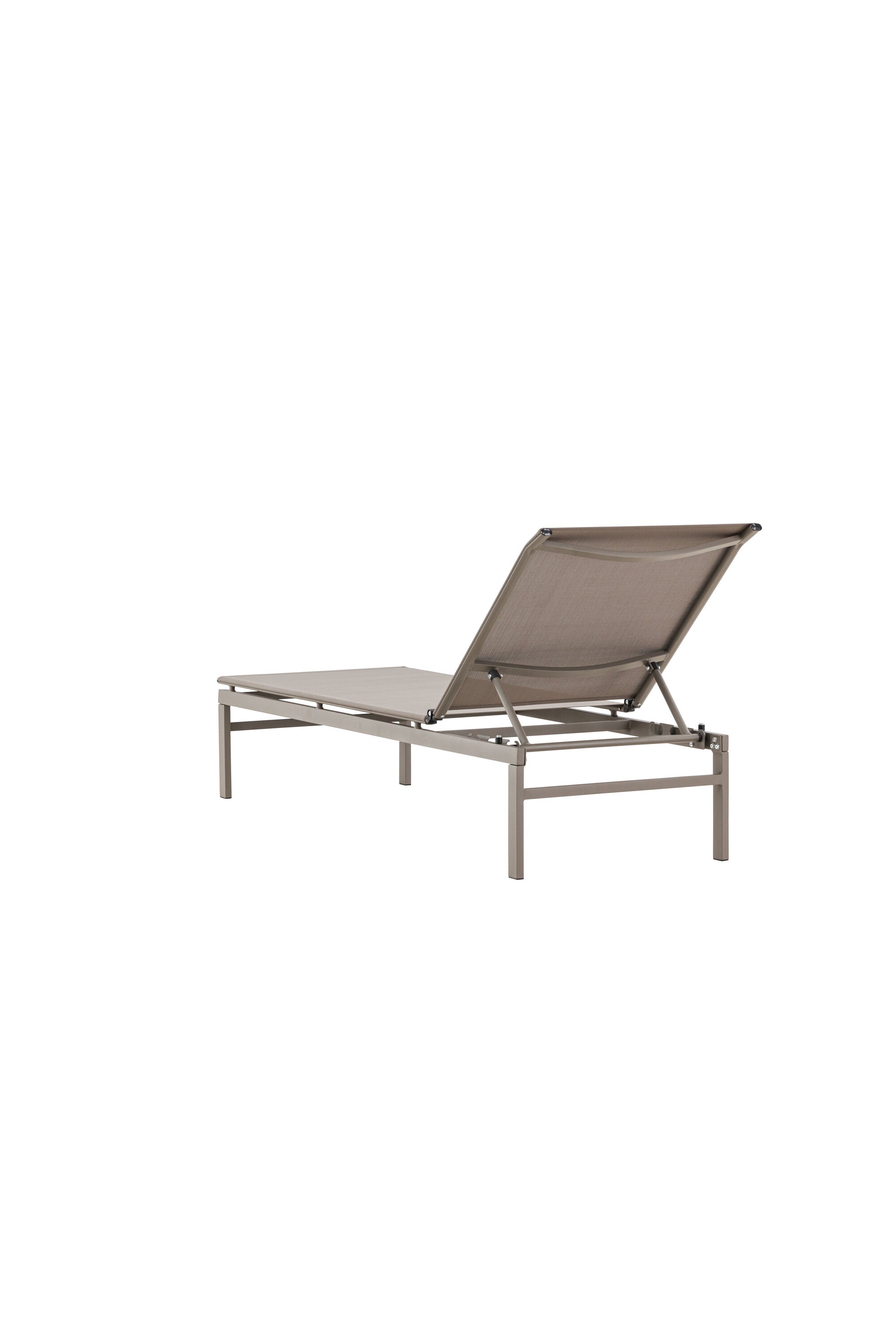 Elegante Sonnenliege mit robustem Stahlrahmen und wetterfestem Textilsitz für stilvollen Outdoor-Komfort.