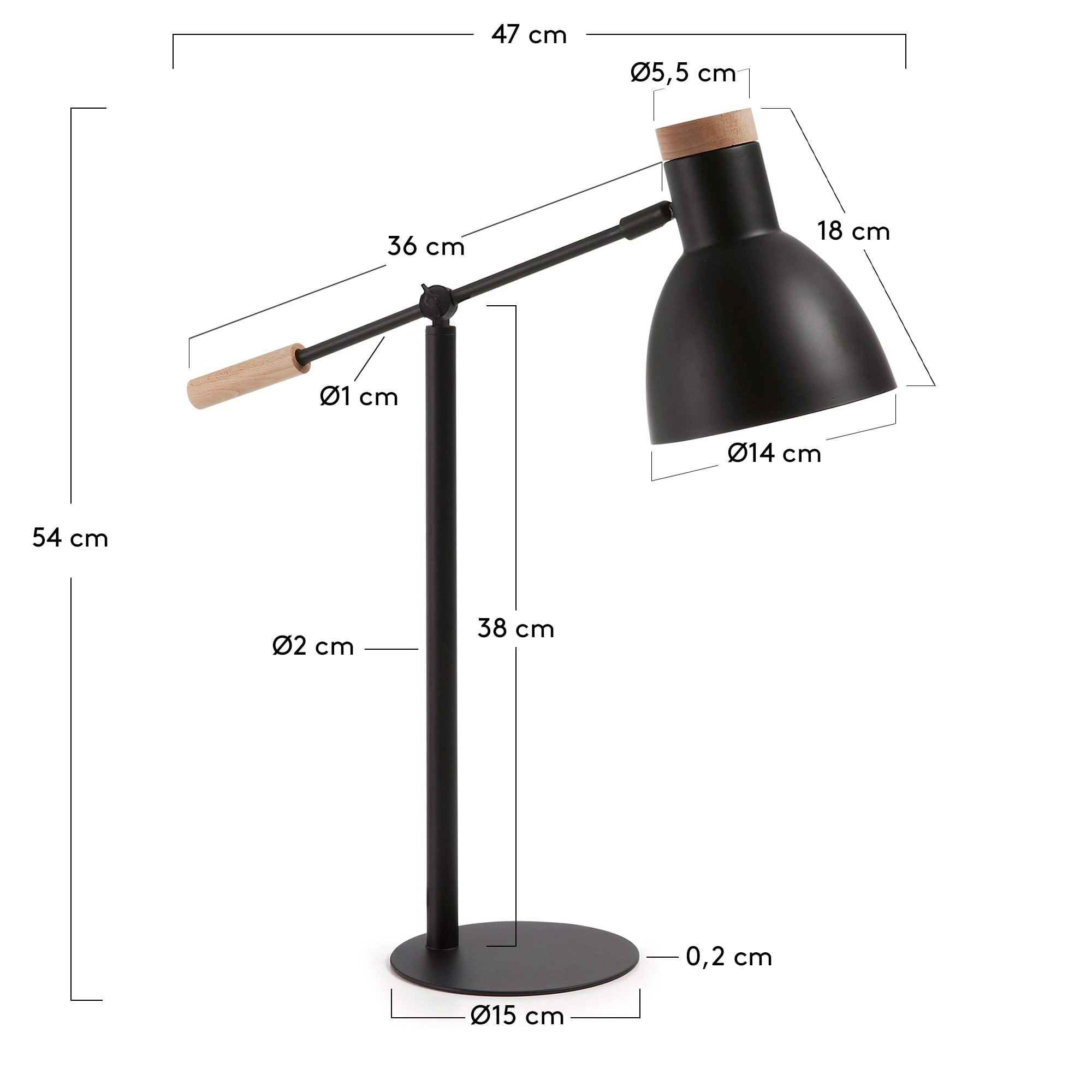 Tescarle Tischlampe, schwarz in Schwarz präsentiert im Onlineshop von KAQTU Design AG. Tischleuchte ist von Kave Home