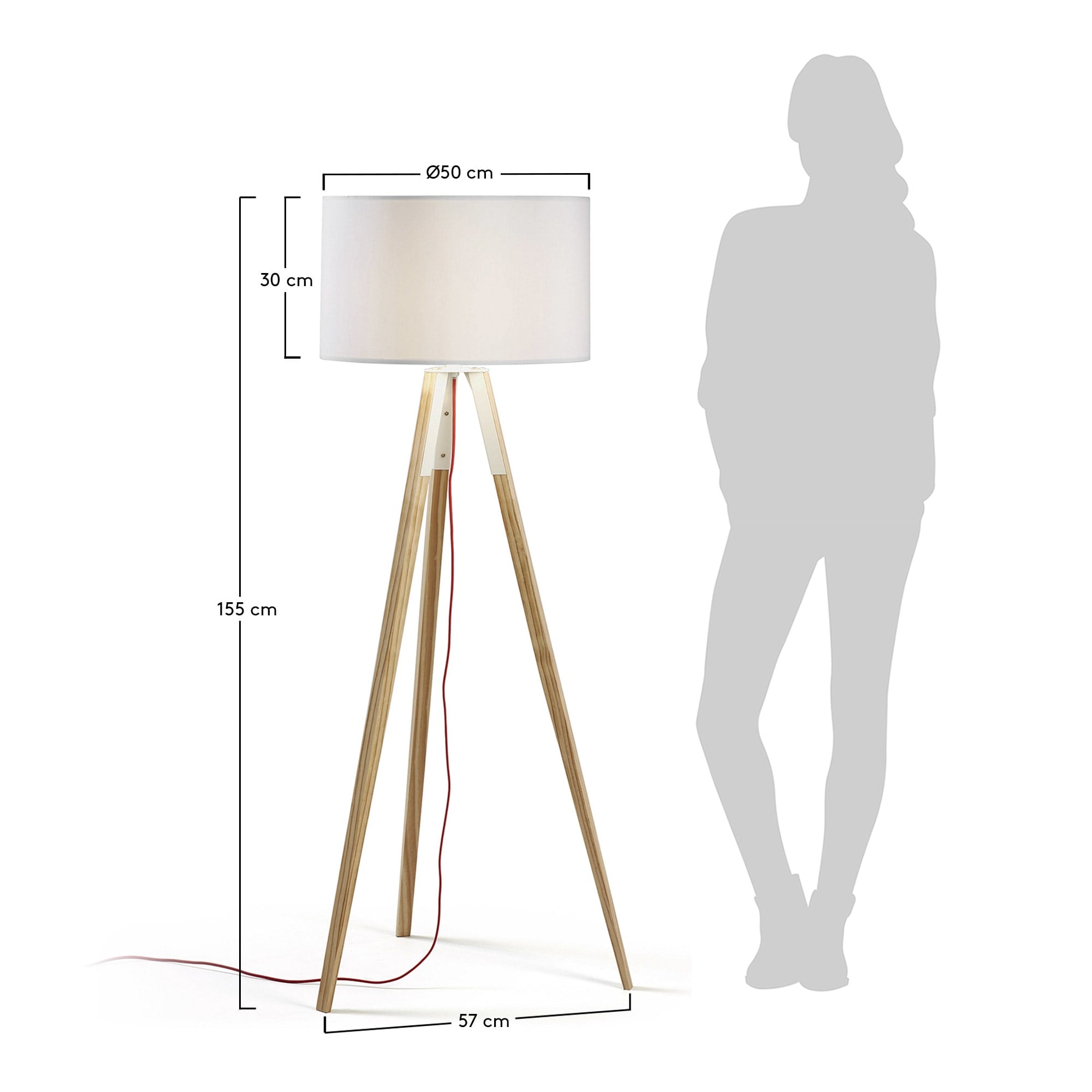 Iguazu Stehlampe, Holz, weiss in Weiß präsentiert im Onlineshop von KAQTU Design AG. Stehleuchte ist von Kave Home