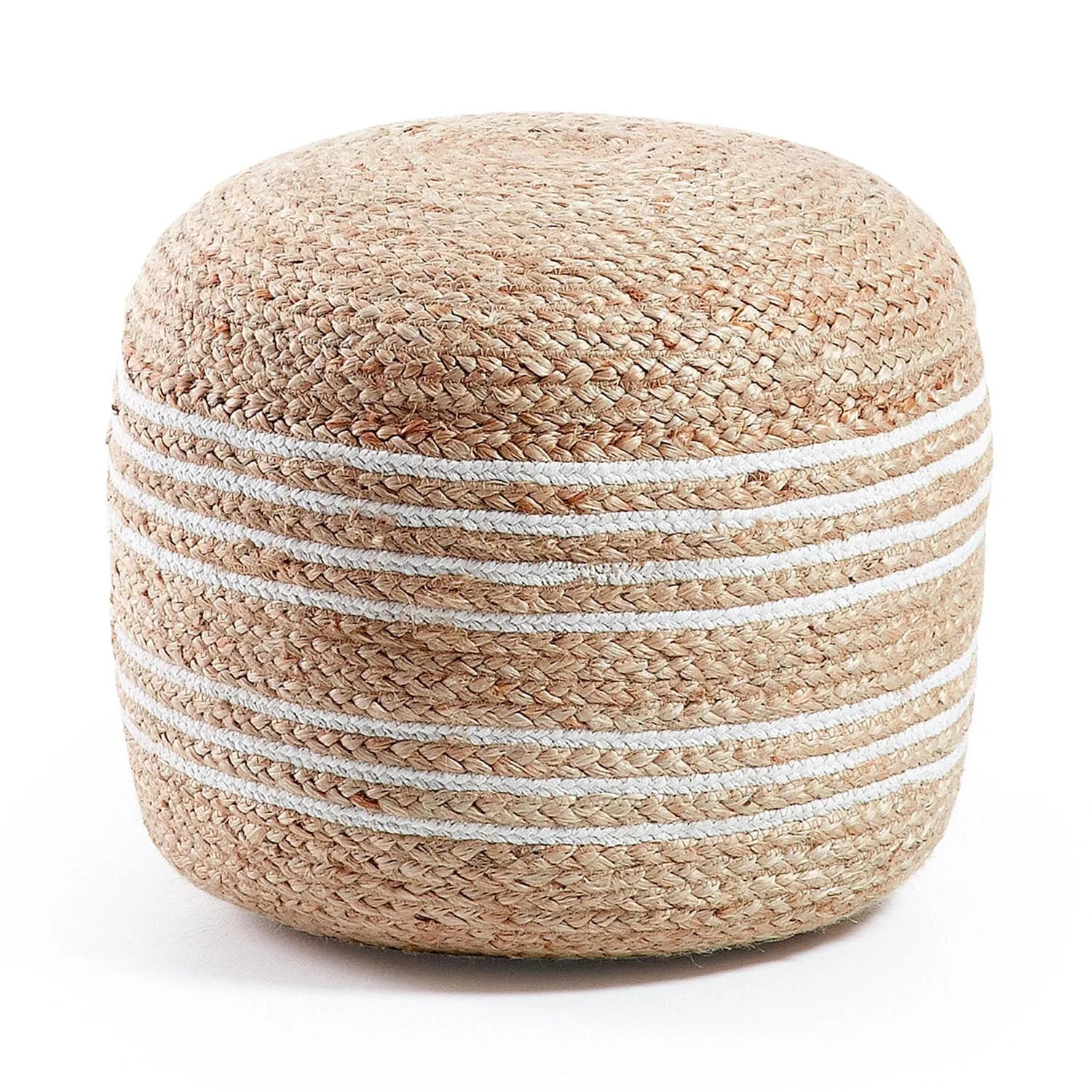 Der Saht Pouf Ø 45 cm von Kave Home: stilvoll, funktional, naturbelassen, weiß, aus Jute und EPS, ideal für Wohnräume.