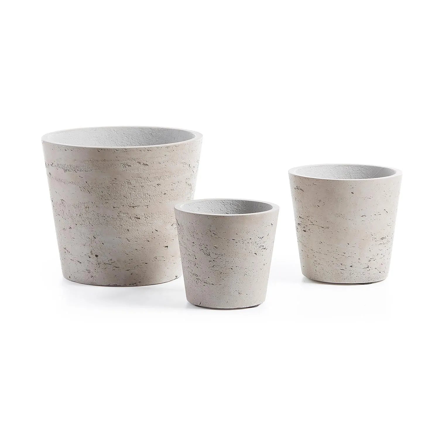 Low Töpfe, 3er-Set, grau Ø 23,5 cm / Ø 16,5 cm / Ø 14 cm in Beige präsentiert im Onlineshop von KAQTU Design AG. Blumentopf ist von Kave Home