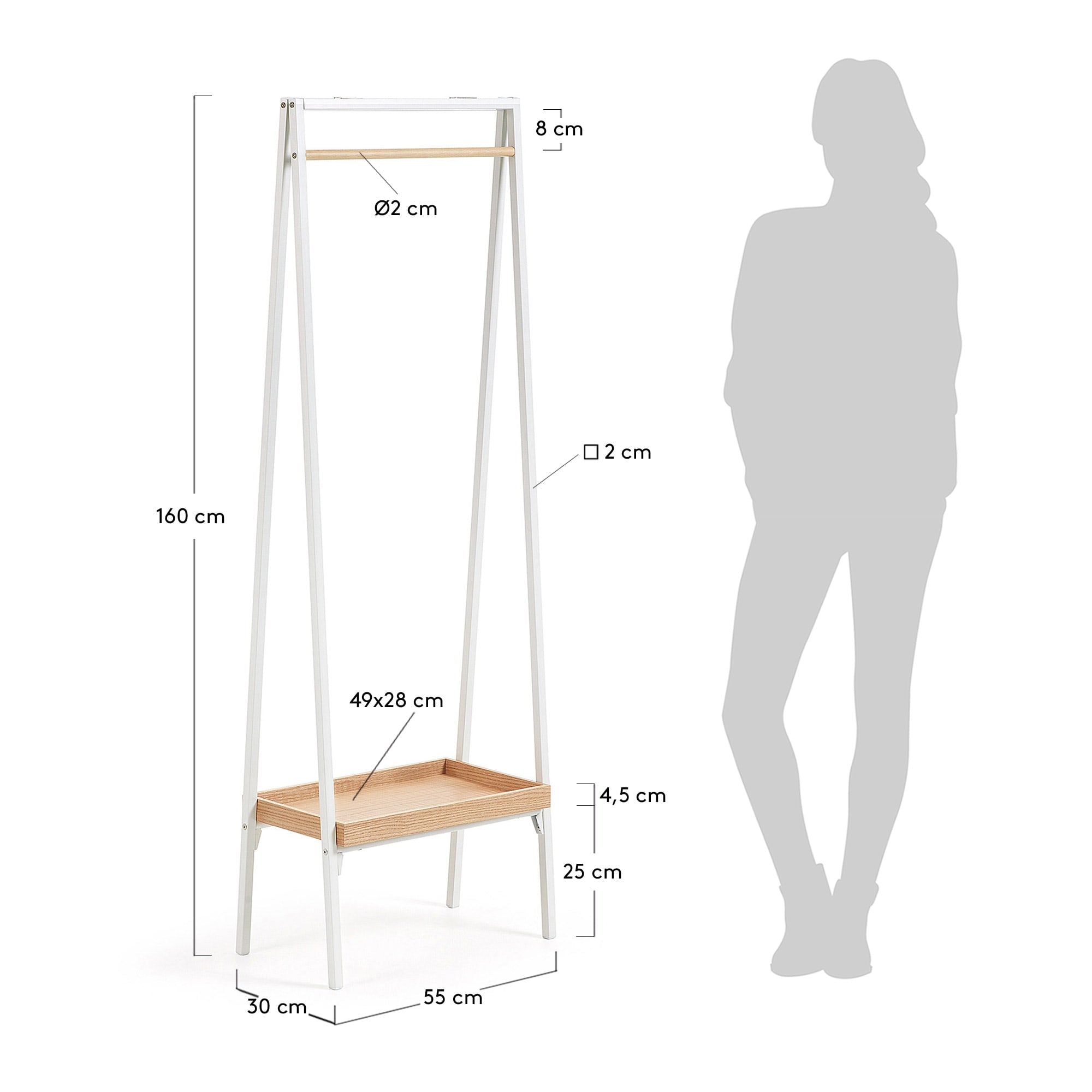 Benny Garderobe 55 x 160 cm in Weiß präsentiert im Onlineshop von KAQTU Design AG. Garderobe ist von Kave Home