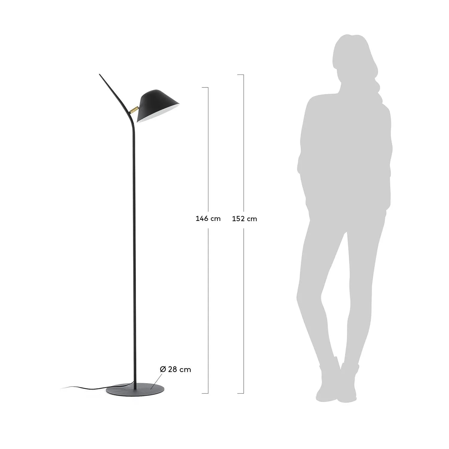 Aurelia Stehlampe in Schwarz: Zeitloses Design von Kave Home.