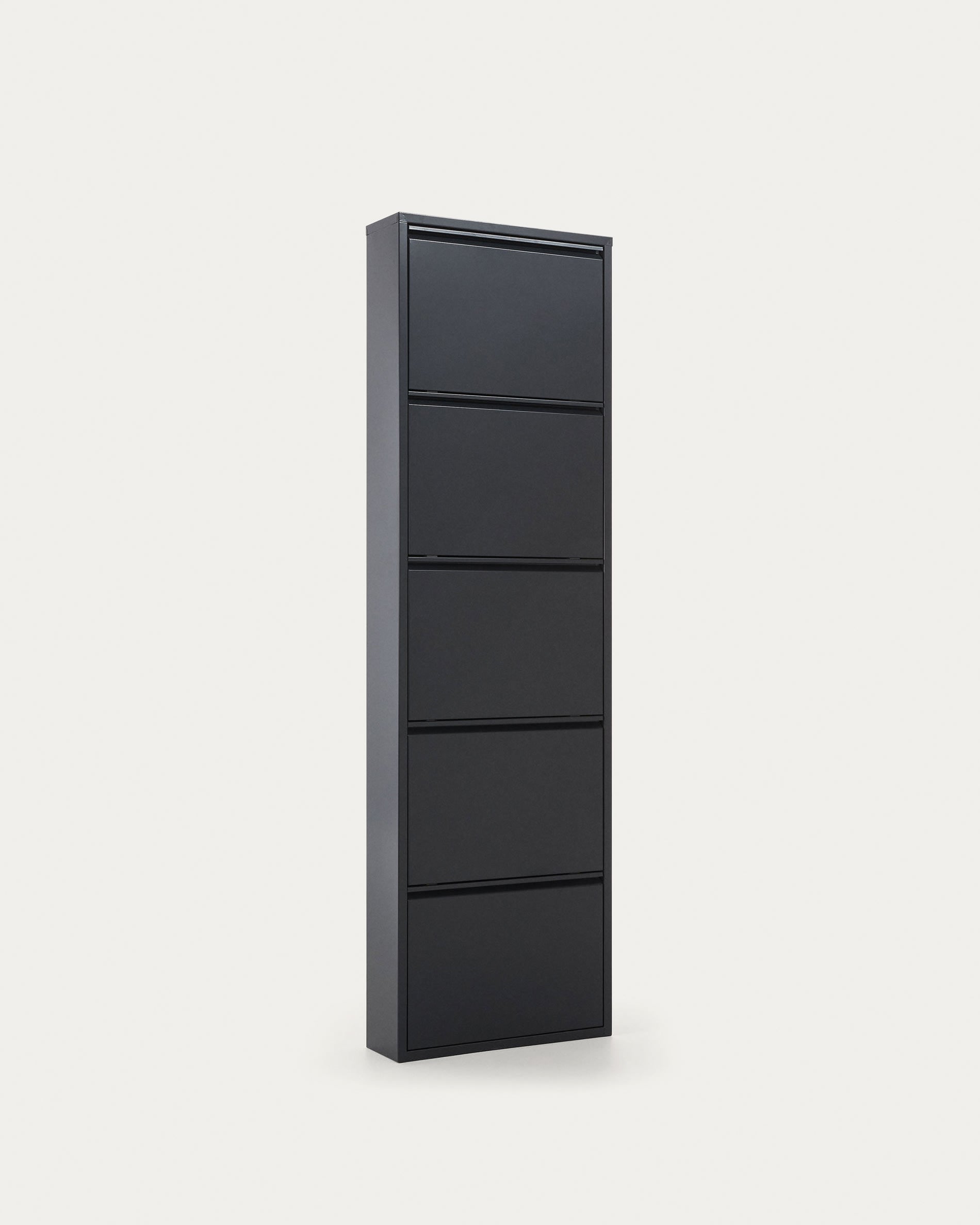 Schuhschrank Ode 50 x 168,5 cm 5 Türen dunkelgrau  in Schwarz präsentiert im Onlineshop von KAQTU Design AG. Schuhschrank ist von Kave Home