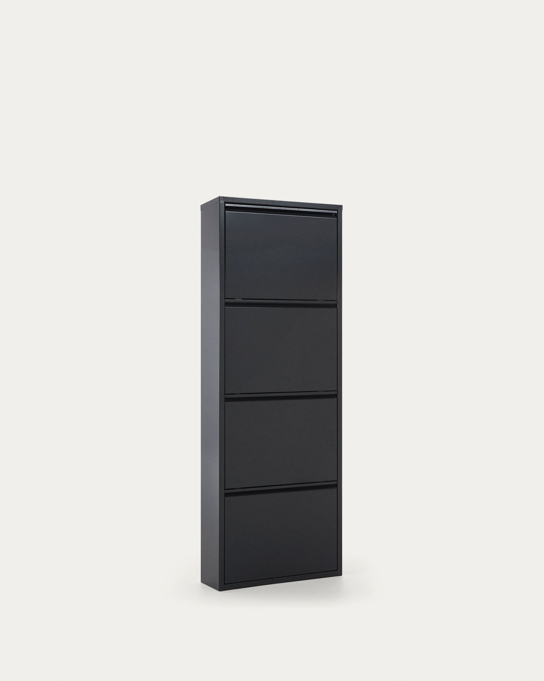 Schuhschrank Ode 50 x 136 cm 4 Türen dunkelgrau in Schwarz präsentiert im Onlineshop von KAQTU Design AG. Schuhschrank ist von Kave Home