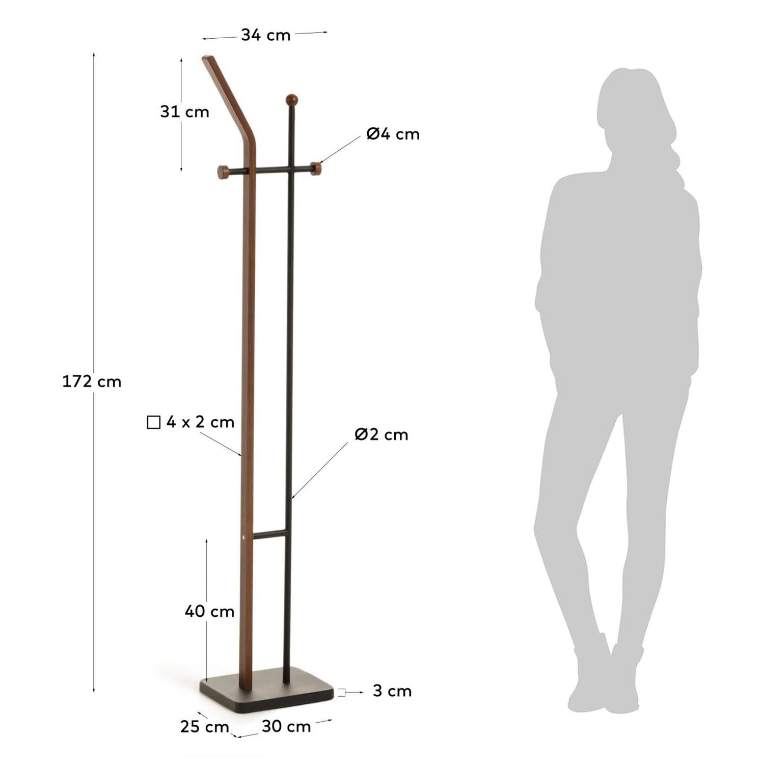 Magali Garderobe 172 cm in Schwarz, Natur präsentiert im Onlineshop von KAQTU Design AG. Garderobe ist von Kave Home