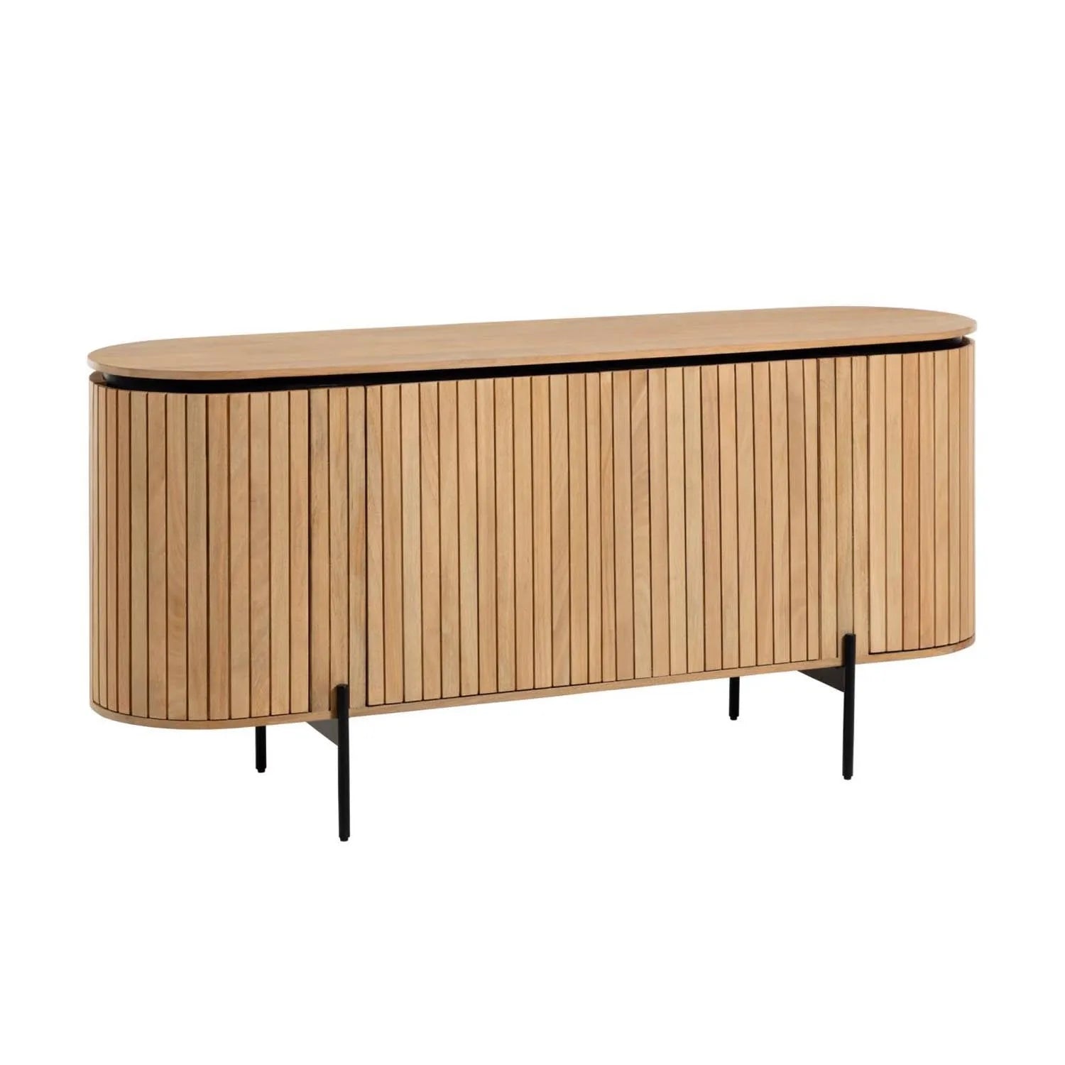 Licia Sideboard: Stilvolles Mangoholz-Design mit schwarzem Metall.