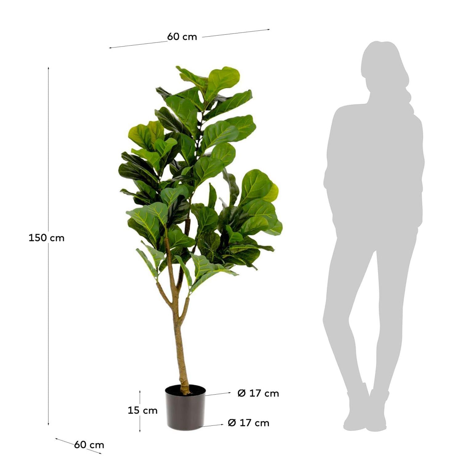 Ficus Kunstpflanze 150 cm in Grün, Schwarz präsentiert im Onlineshop von KAQTU Design AG. Kunstpflanze ist von Kave Home