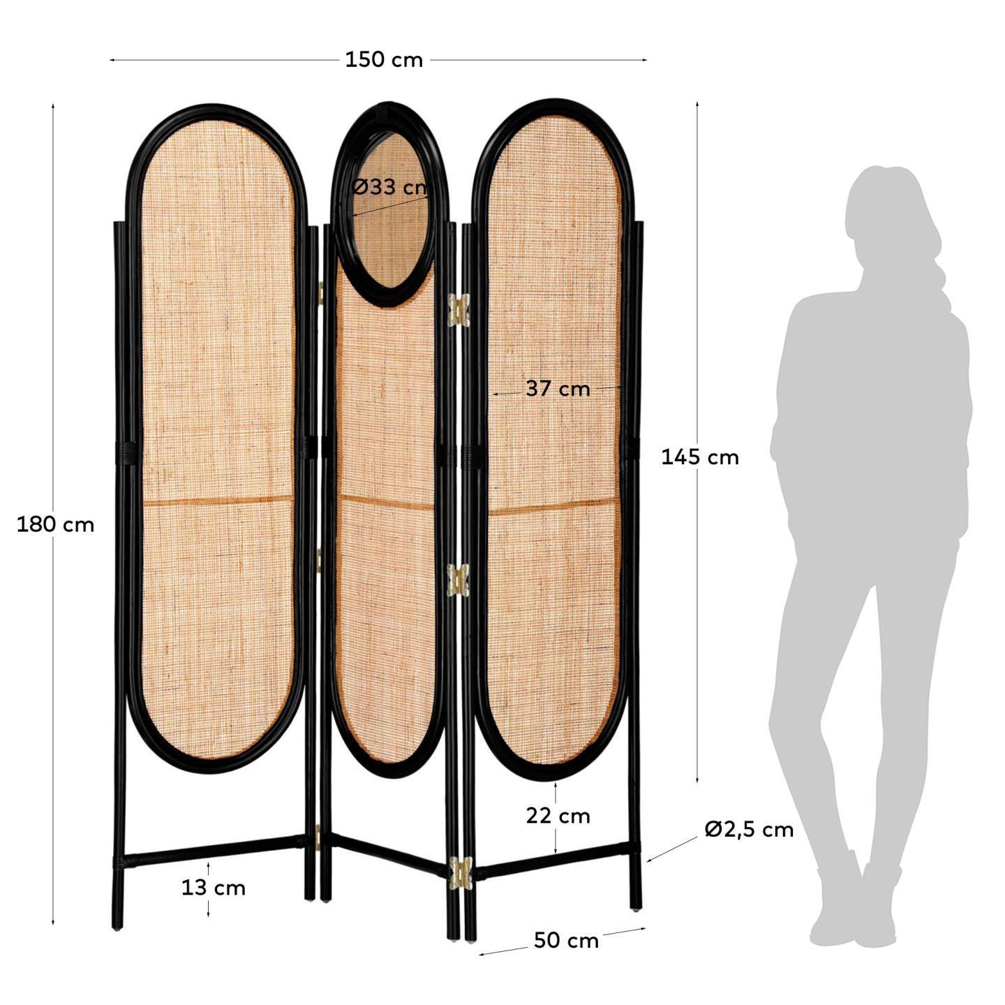 Lalita Paravent aus Rattan 150 x 180 cm in Mehrfarbig präsentiert im Onlineshop von KAQTU Design AG. Raumtrenner ist von Kave Home